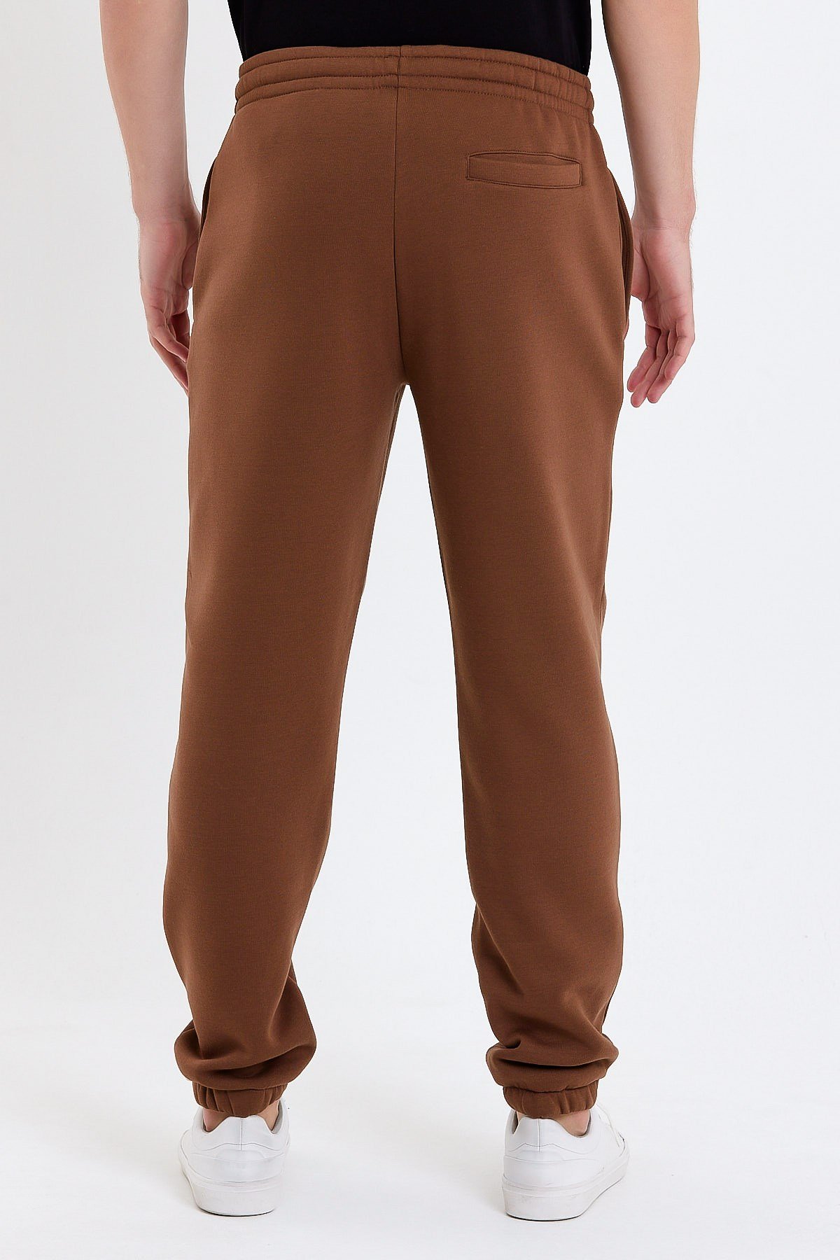 Nakışlı Oversize Kahverengi Erkek Eşofman Altı