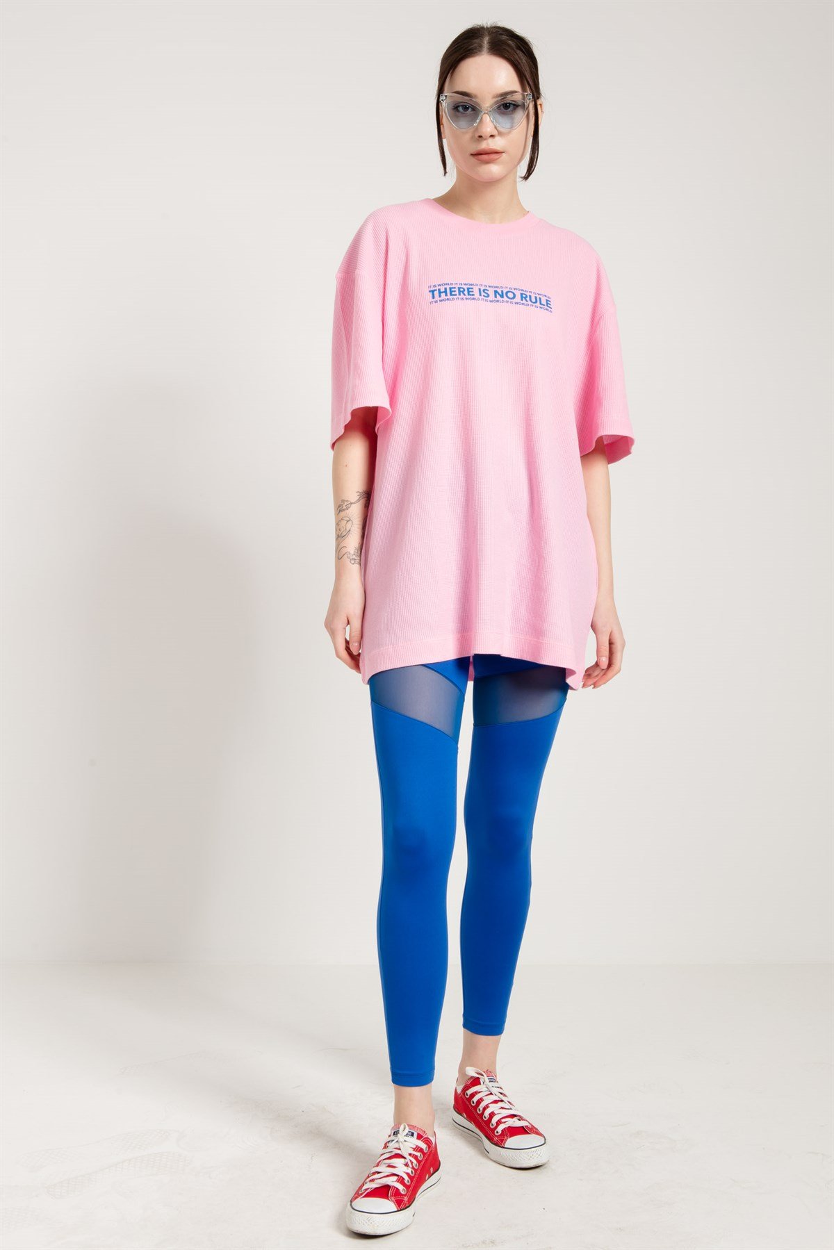Extreme Oversized T-shirt Dress in Pink with Print