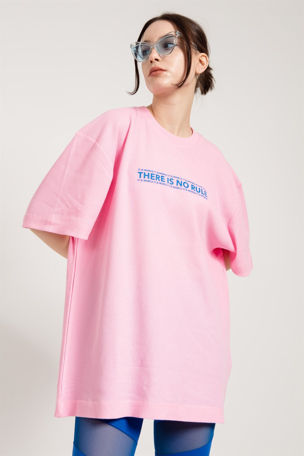 Extreme Oversized T-shirt Dress in Pink with Print