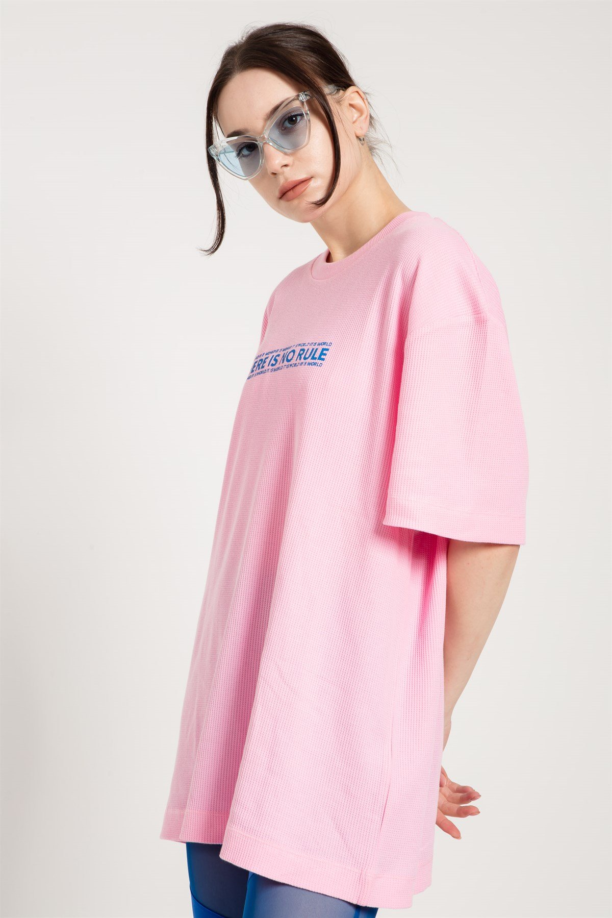 Extreme Oversized T-shirt Dress in Pink with Print