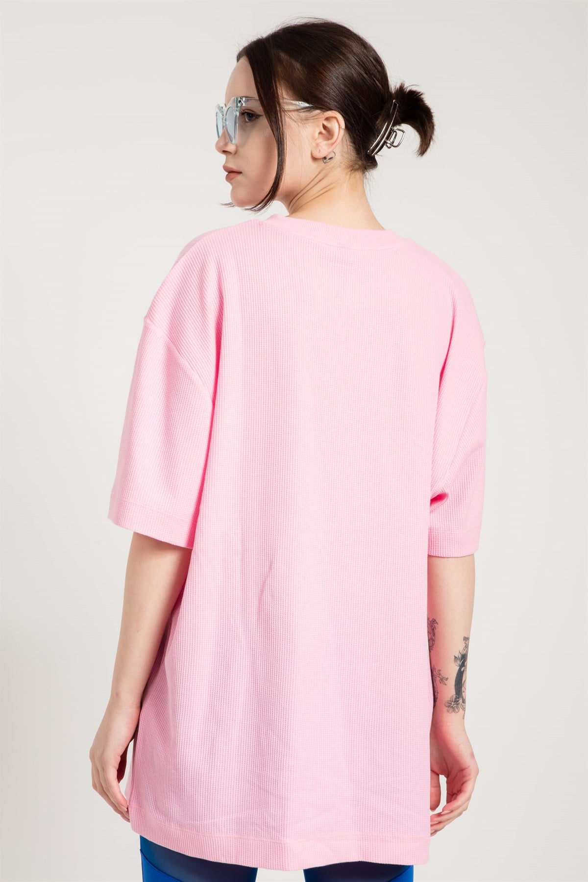 Extreme Oversized T-shirt Dress in Pink with Print