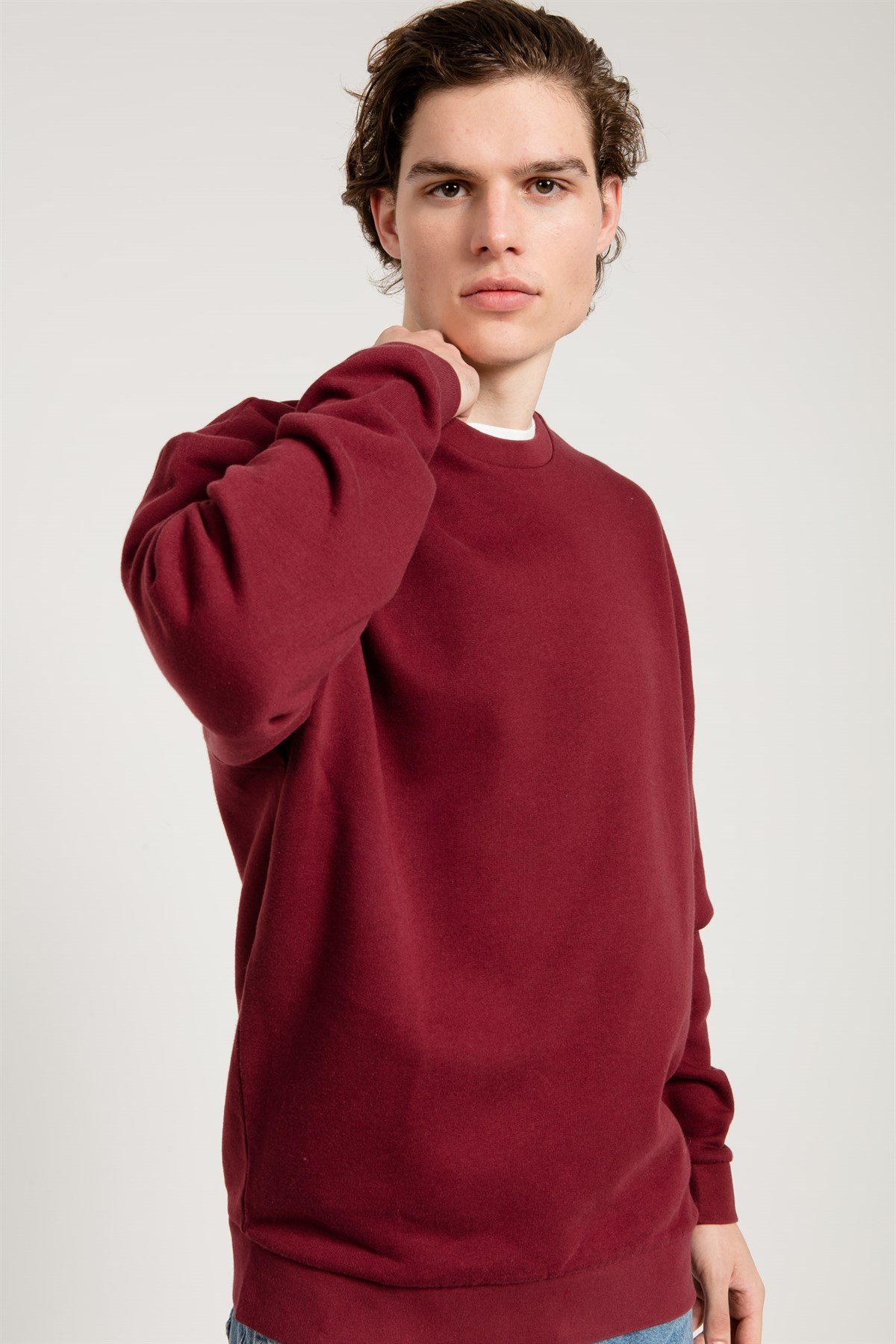 Acid Washed Sweatshirt in Oxblood 
