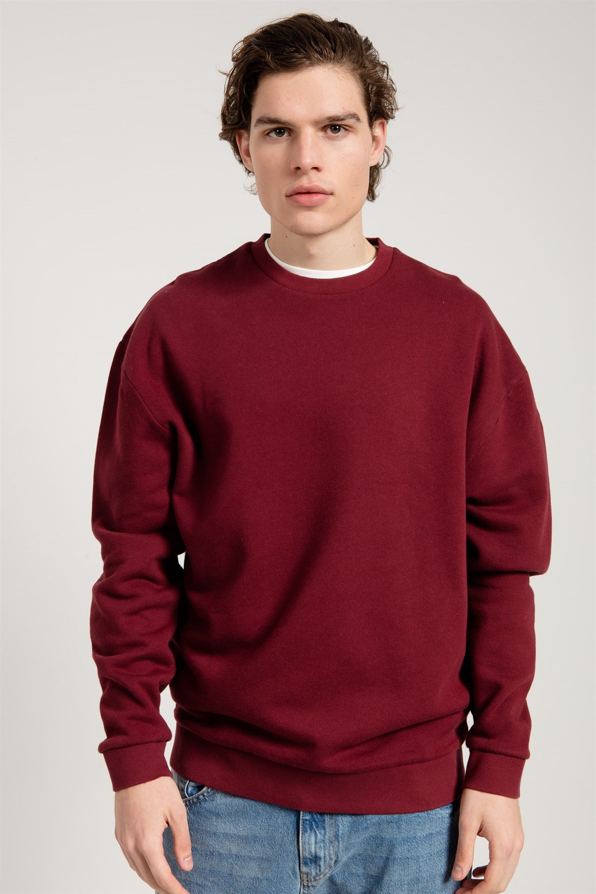 Acid Washed Sweatshirt in Oxblood 
