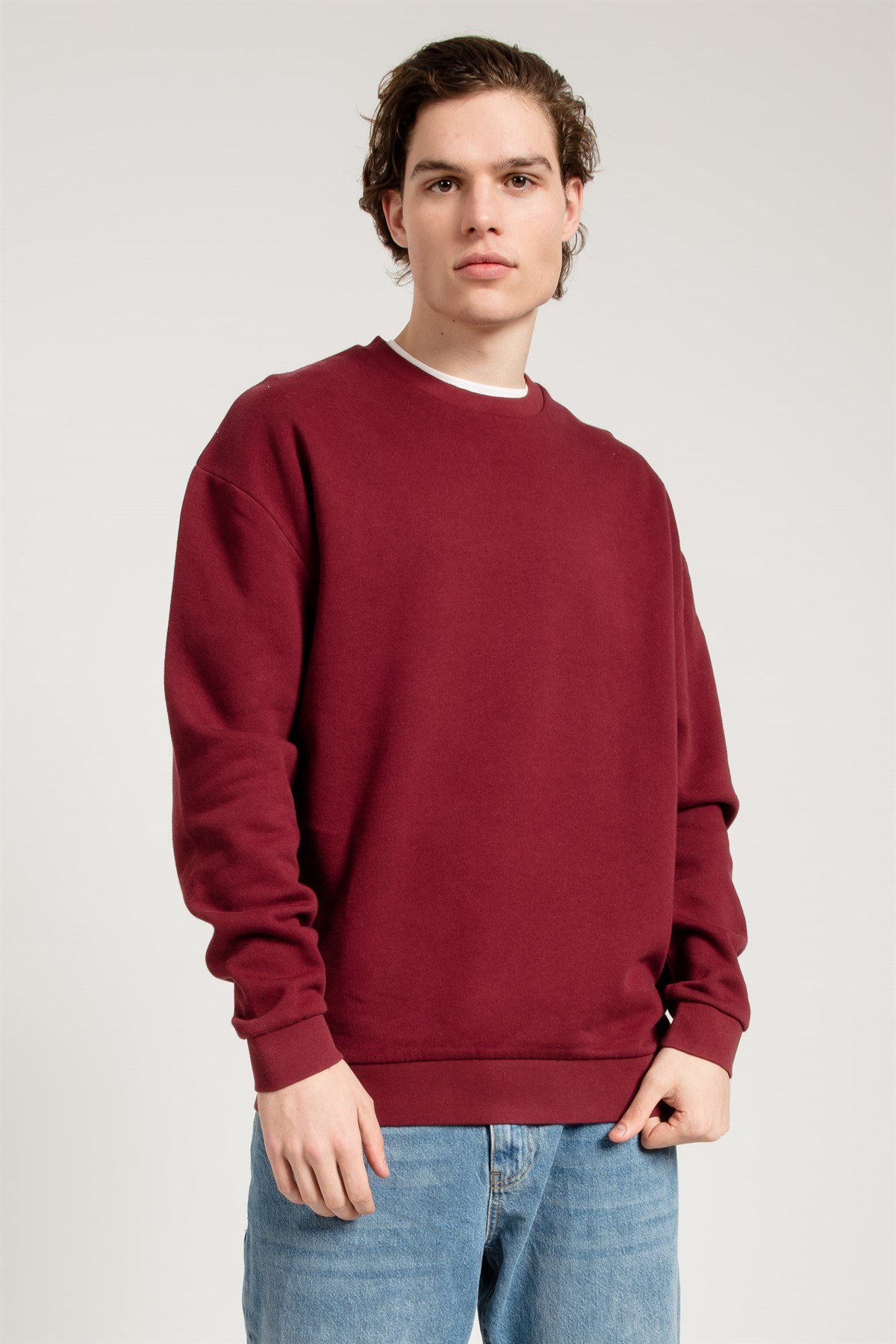 Acid Washed Sweatshirt in Oxblood 