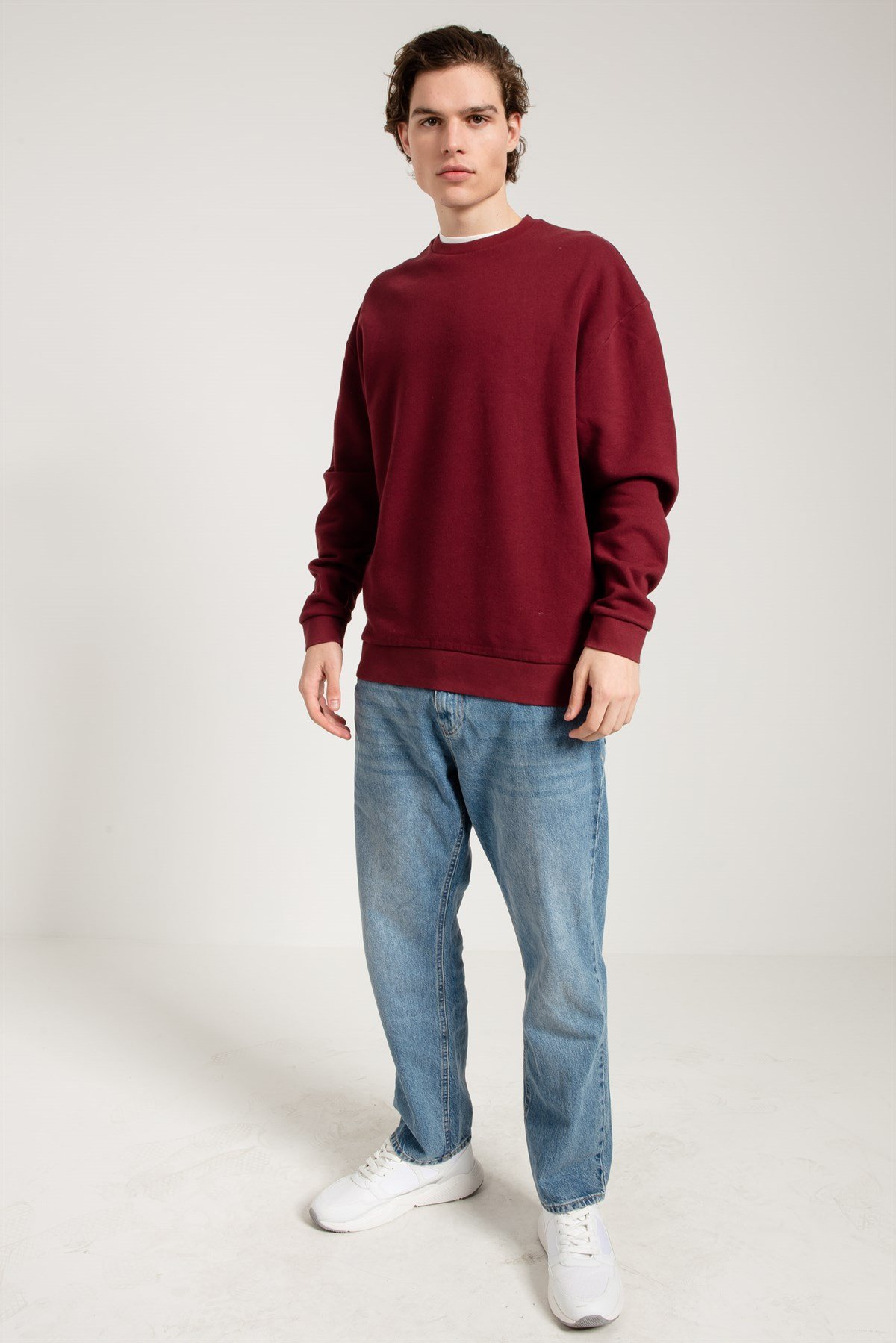 Acid Washed Sweatshirt in Oxblood 