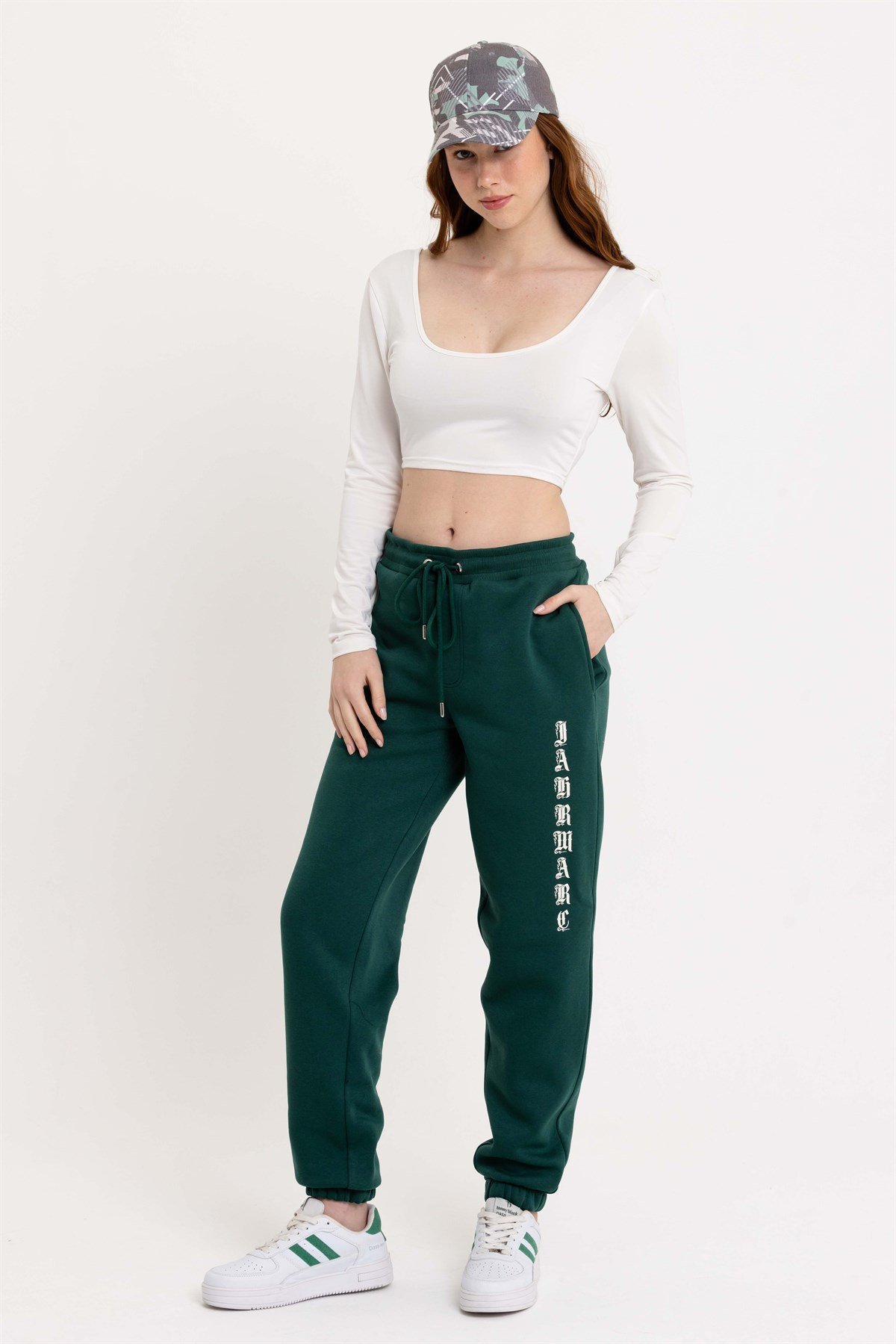 Oversize Baskılı Yeşil Kadın Eşofman