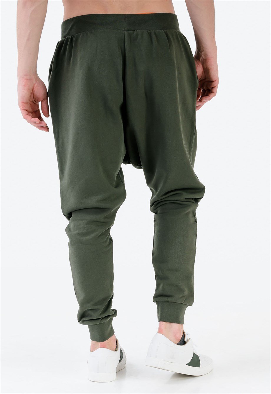 Oversized Extreme Drop Crotch Joggers in Khaki