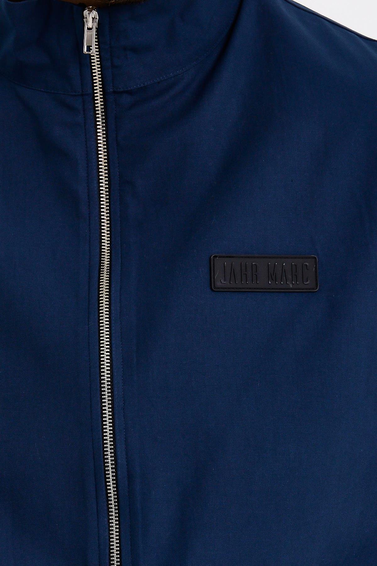 Petrol Dik Yaka Fermuarlı Erkek Yağmurluk