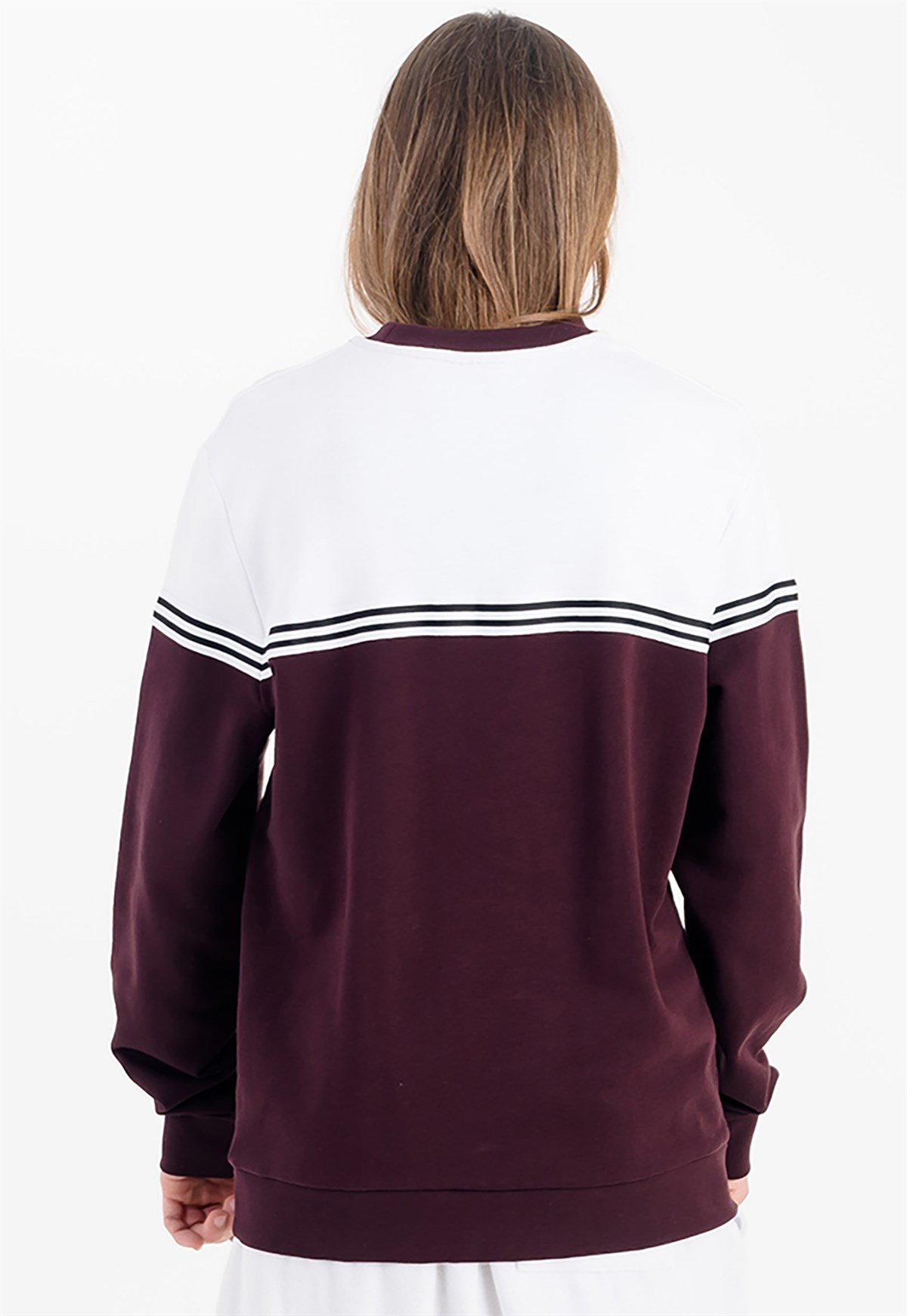 Oxblood Sweatshirt with Color Blocking in White