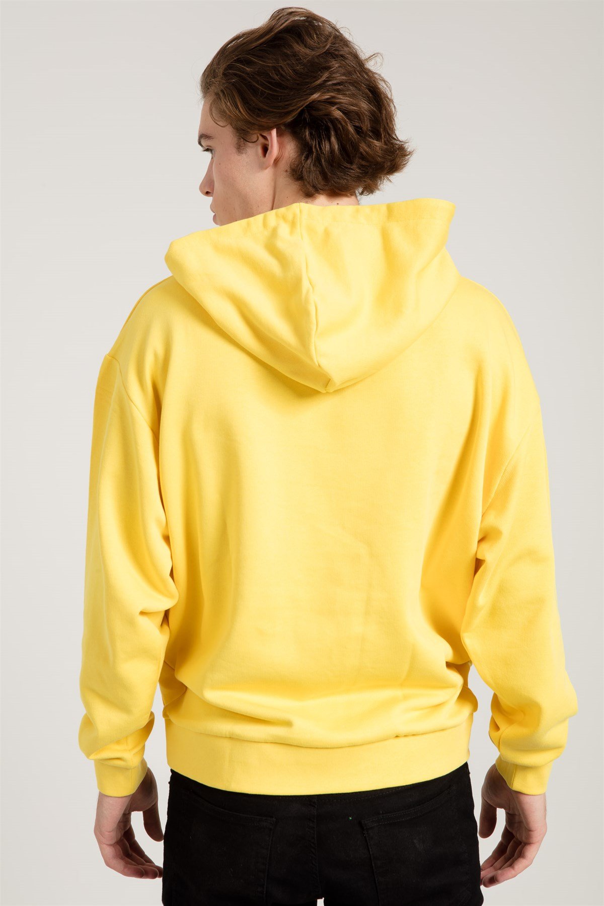 Oversized Hoodie in Yellow with Pouch Pocket