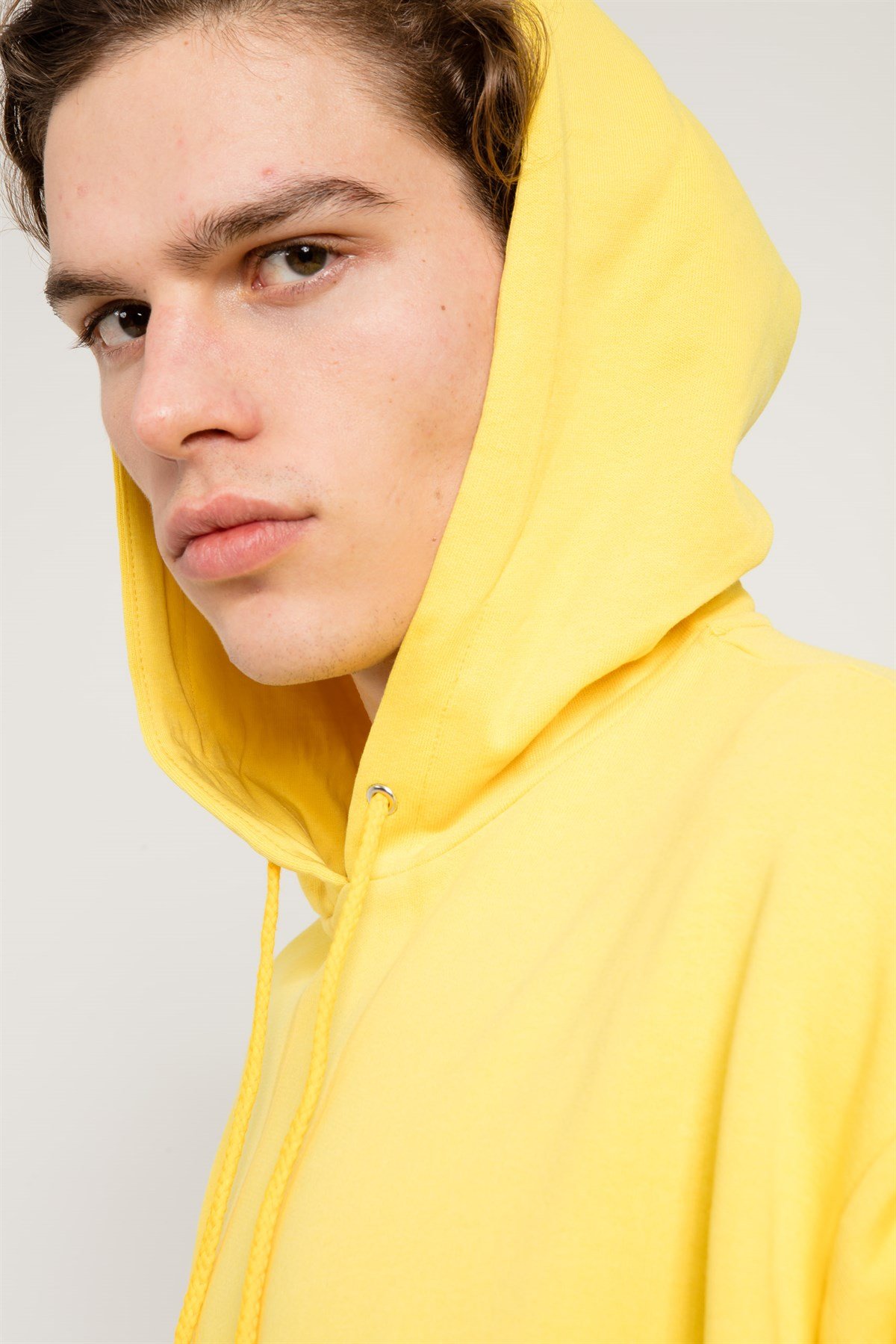 Oversized Hoodie in Yellow with Pouch Pocket