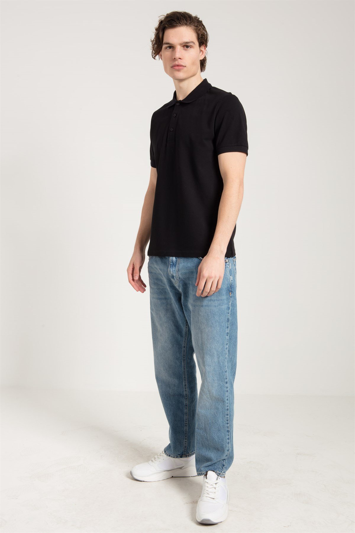 Polo Collared T-shirt in Black