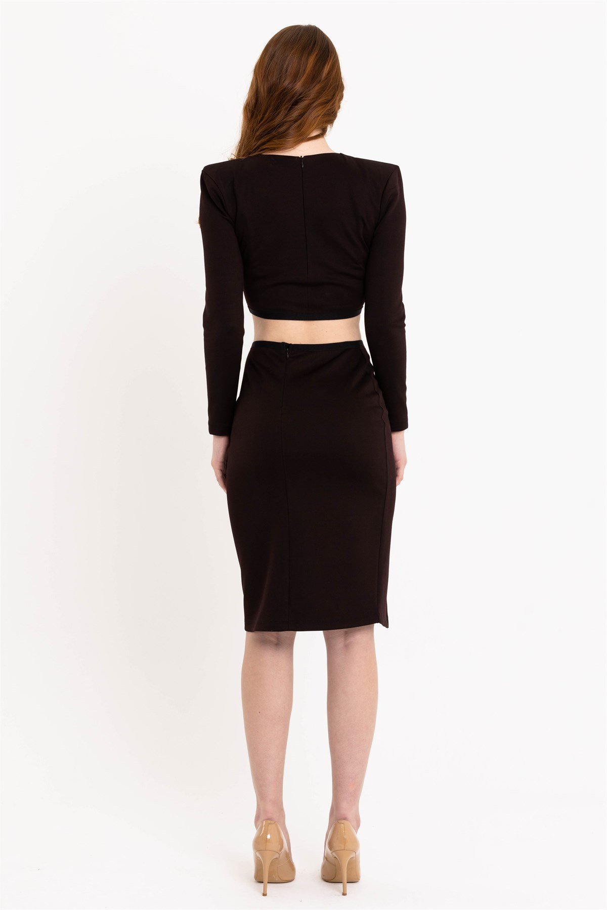 Siyah Midi Yırtmaçlı Kalem Etek