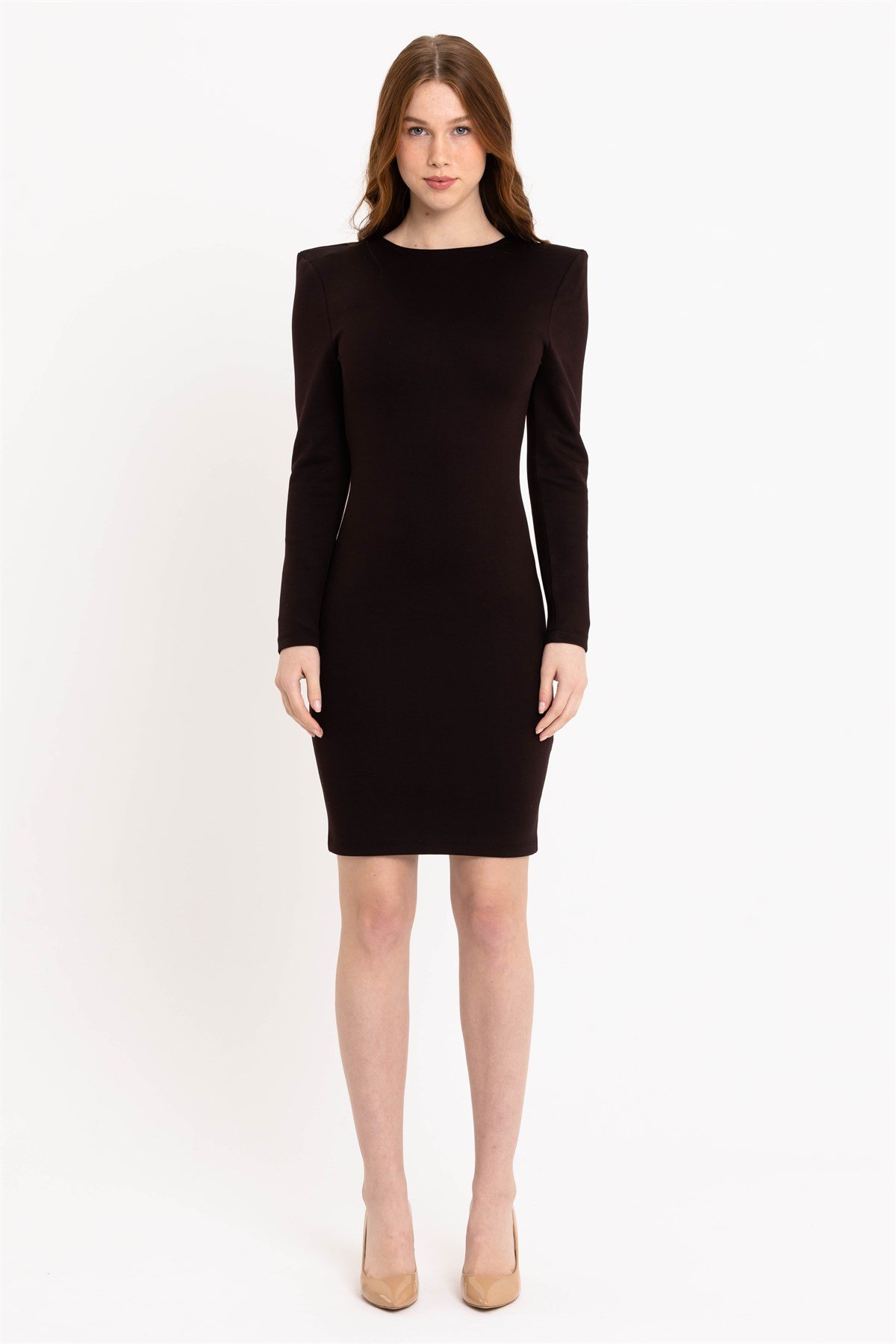 Siyah Vatkalı Bodycon Mini Elbise