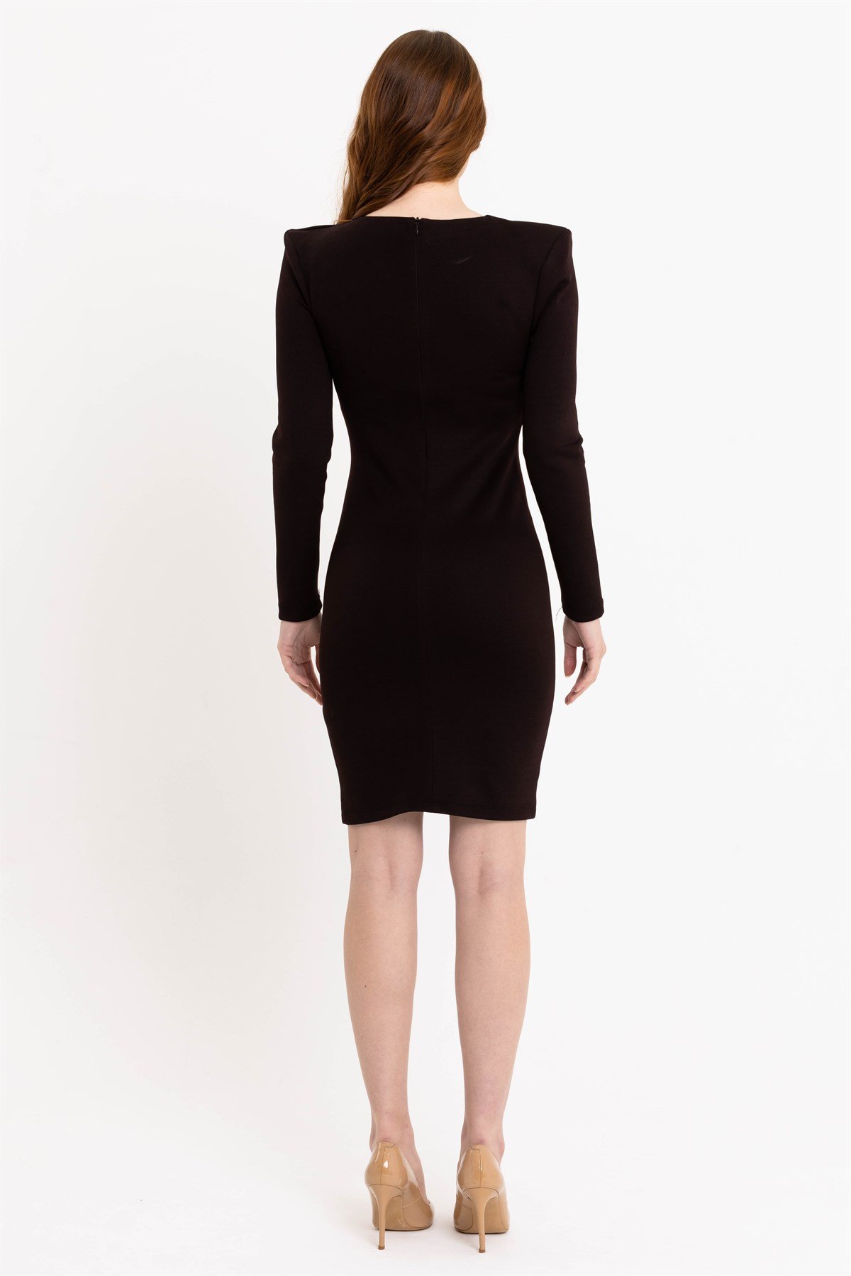 Siyah Vatkalı Bodycon Mini Elbise