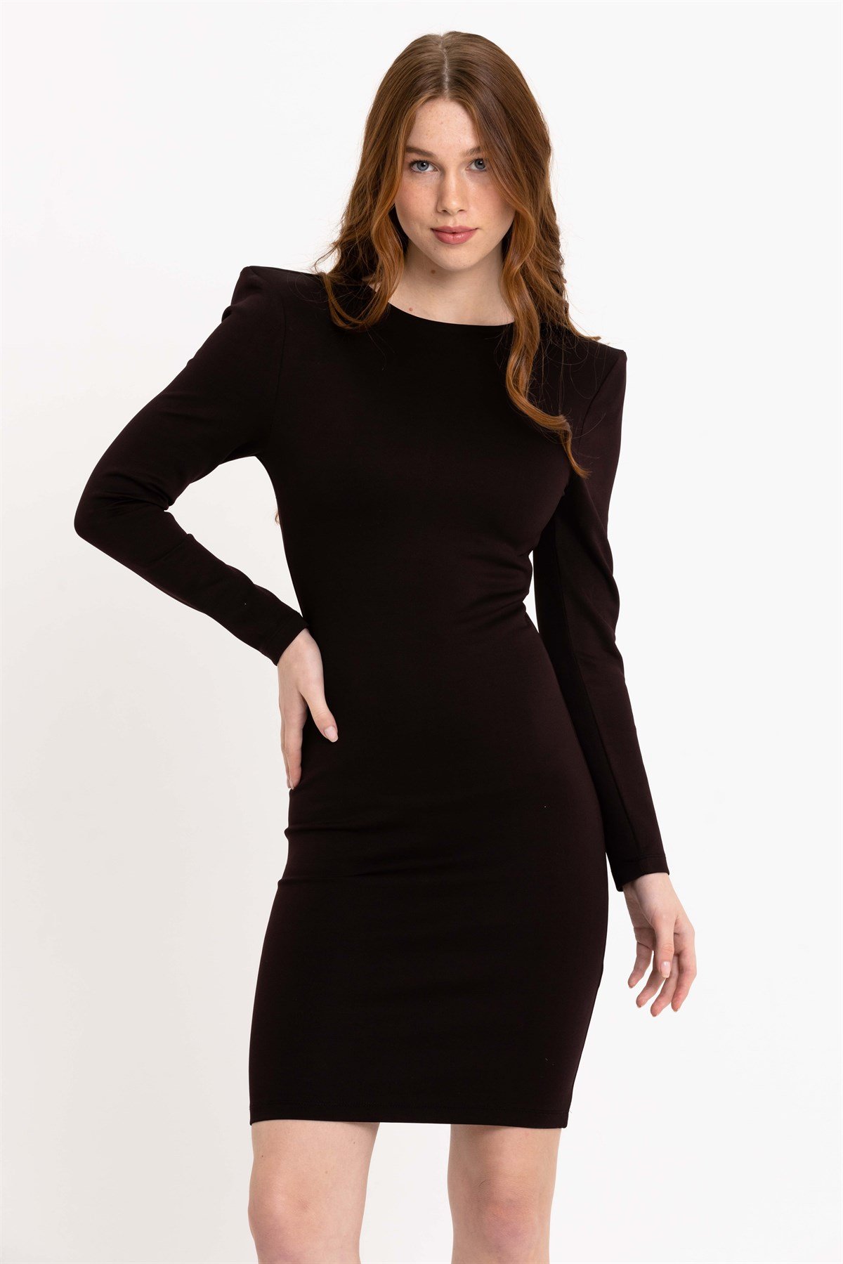 Siyah Vatkalı Bodycon Mini Elbise