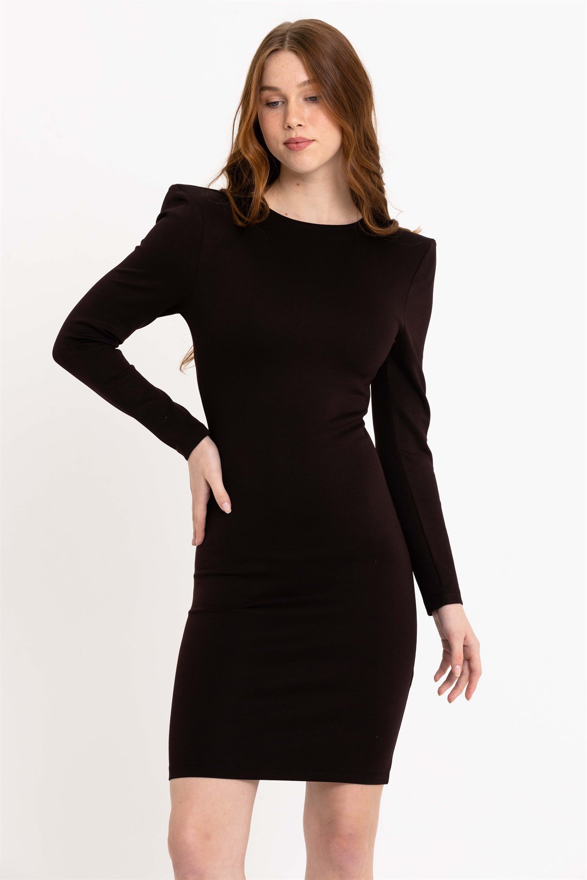 Siyah Vatkalı Bodycon Mini Elbise