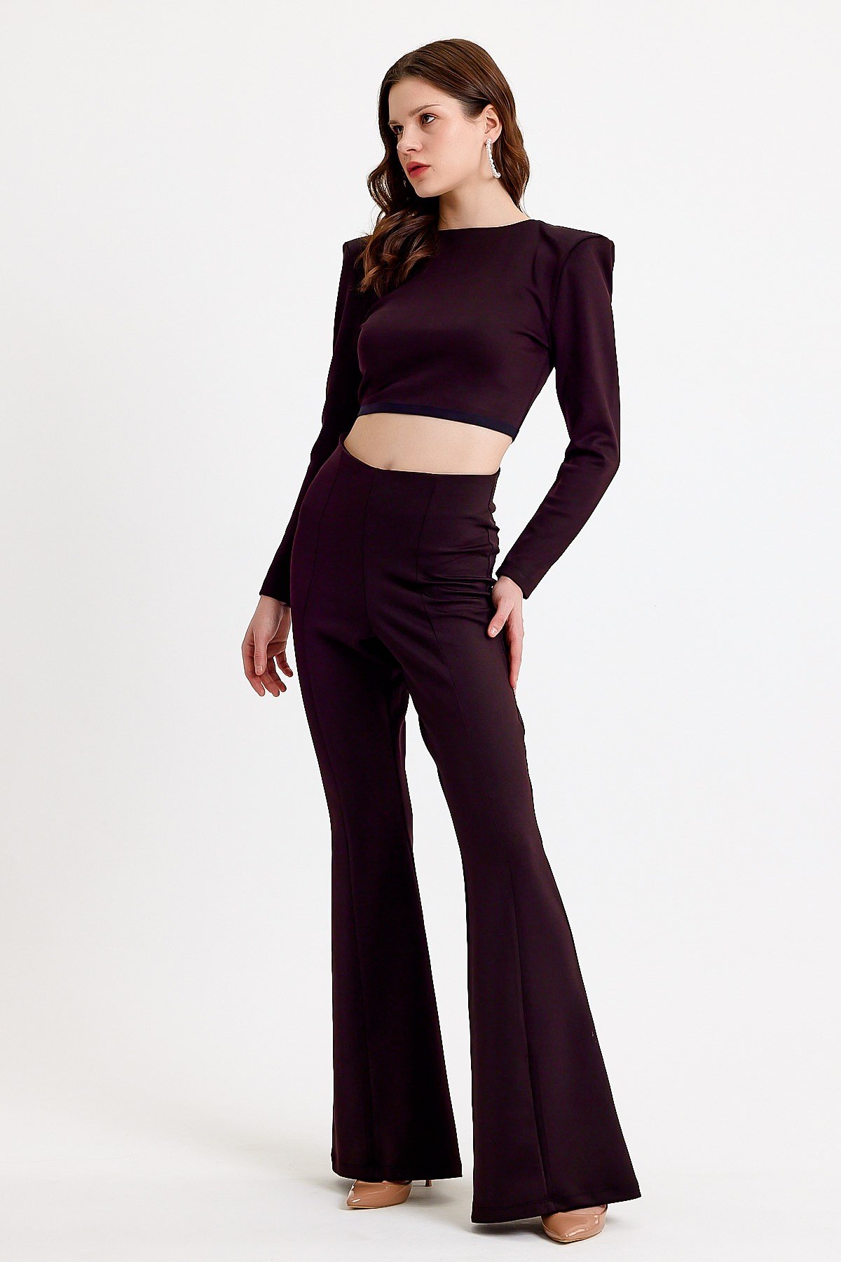 Siyah Vatkalı Crop Fit Bluz