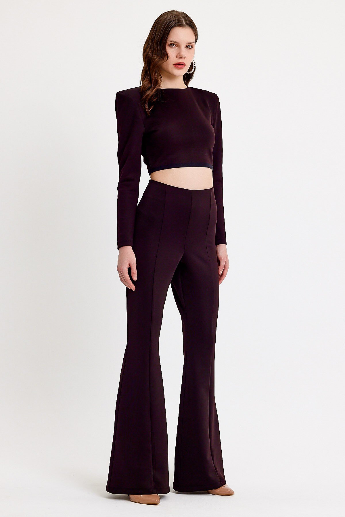 Siyah Vatkalı Crop Fit Bluz