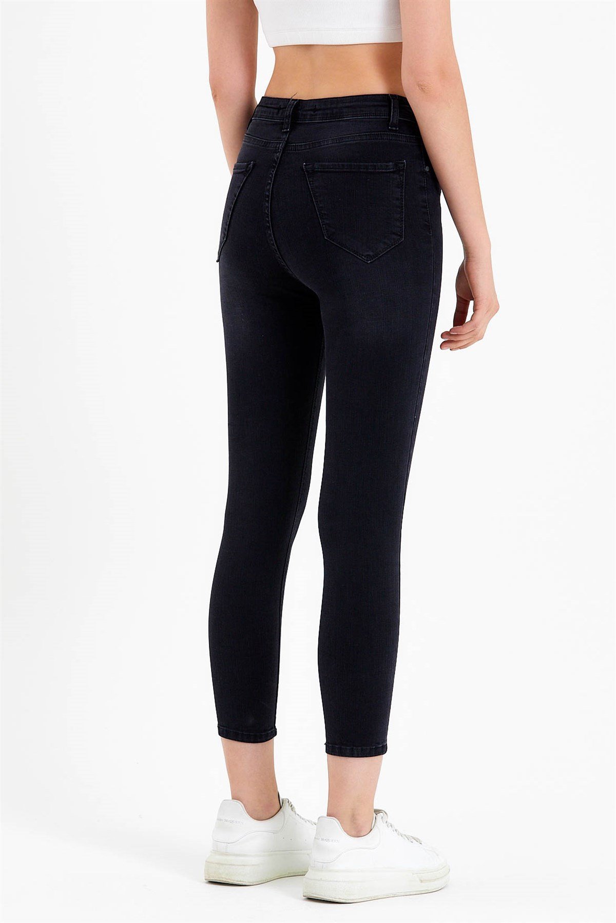 Skinny Fit Antrasit Yüksek Bel Jean