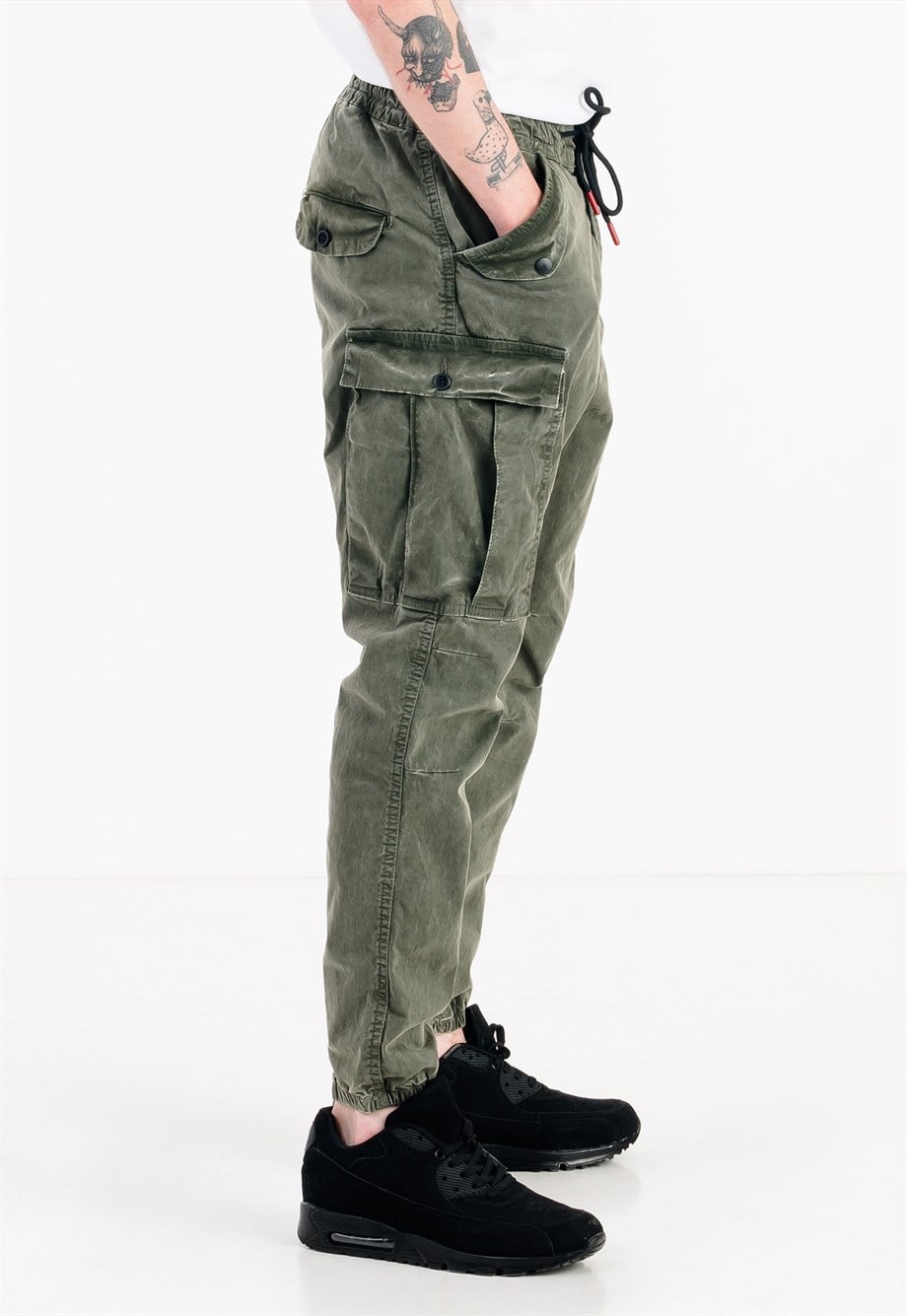 Slim Fit Haki Erkek Kargo Pantolon
