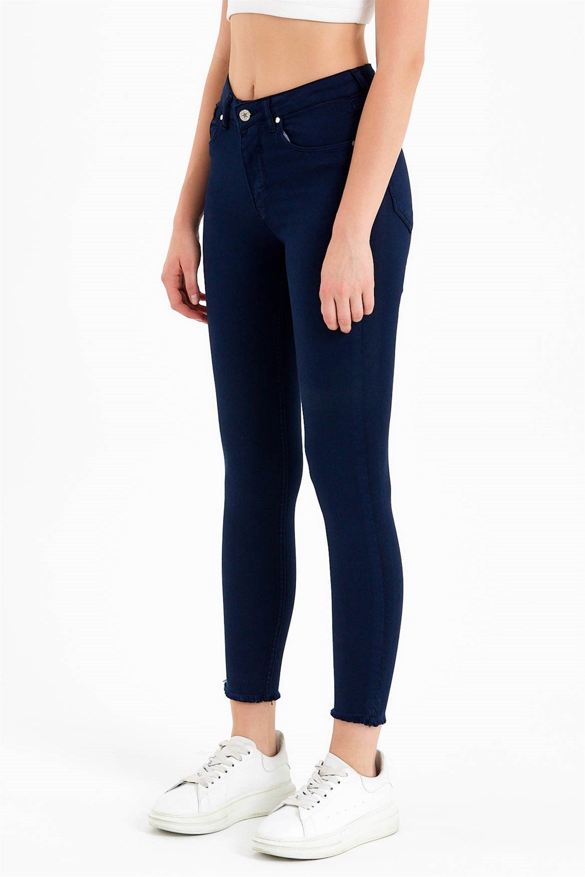 Süper Skinny Fit Yüksek Bel Lacivert Jean