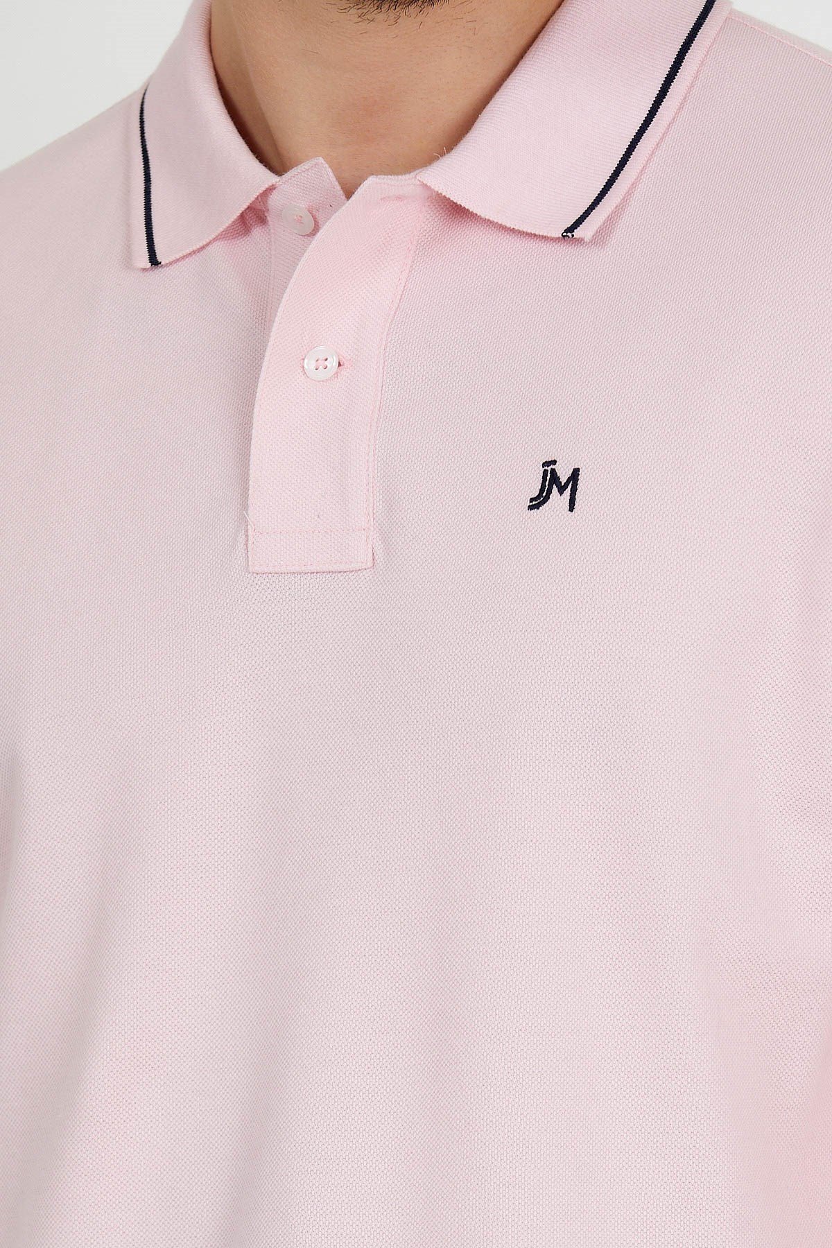 Polo Collared T-shirt in Pink with Long Sleeves