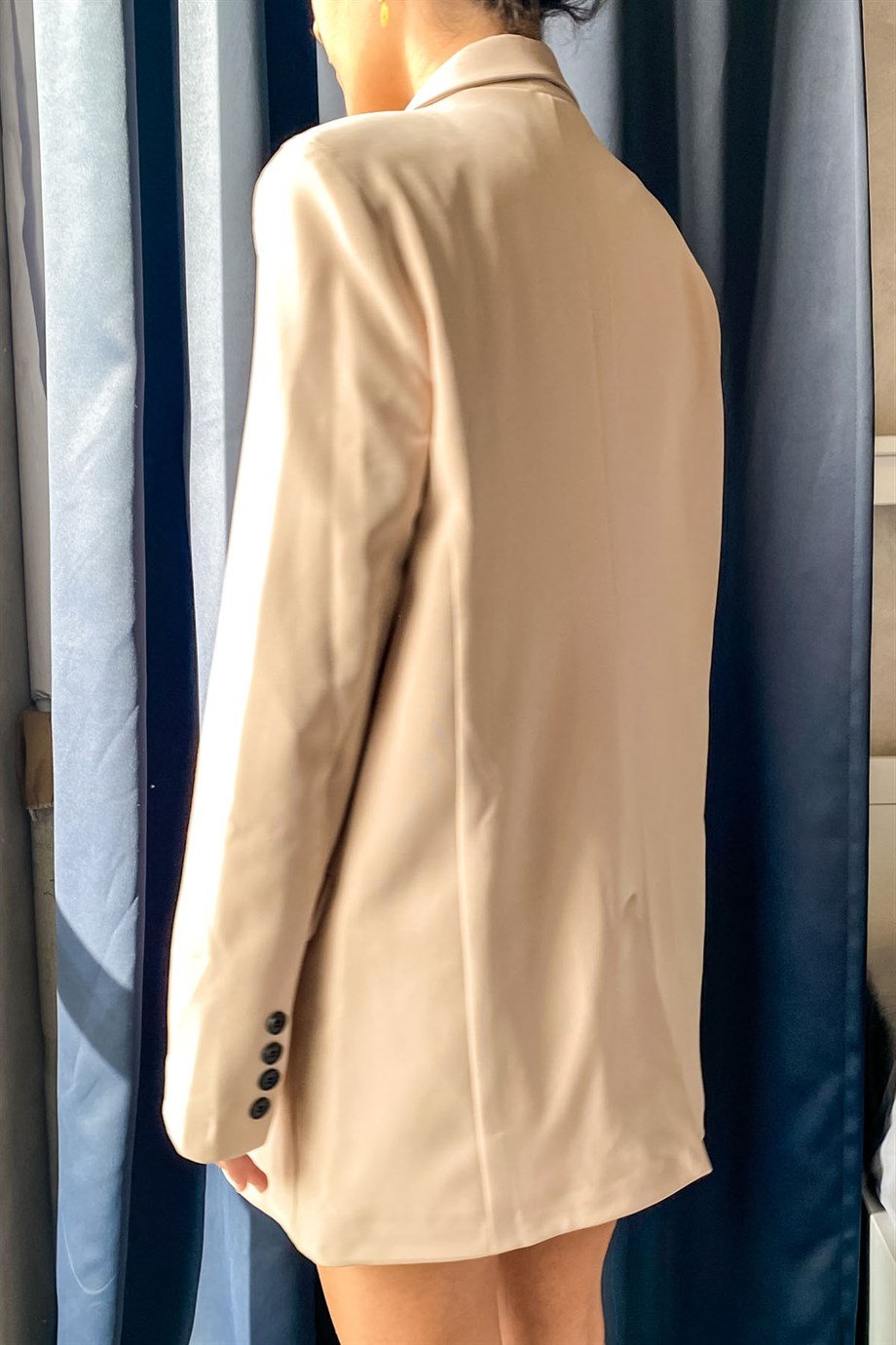 Vatkalı Ekru Oversize Blazer