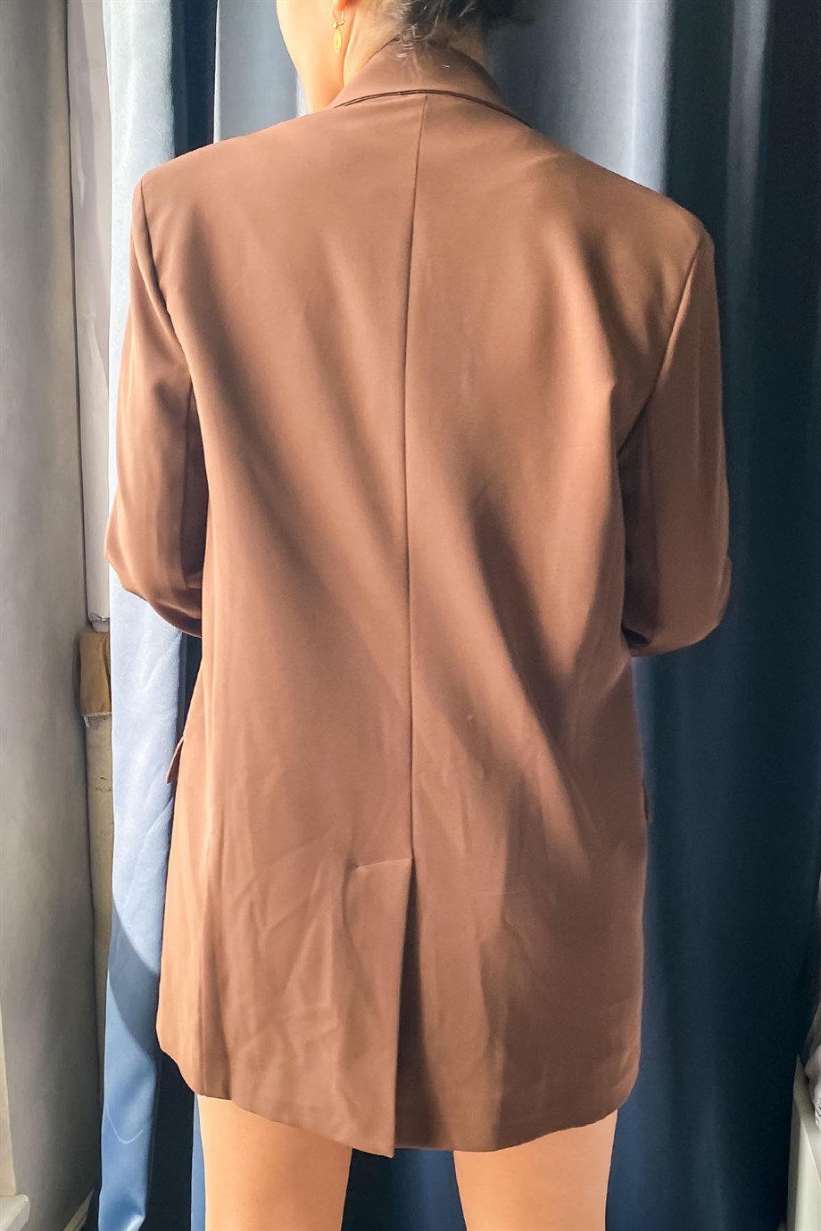 Vatkalı Kahverengi Oversize Blazer
