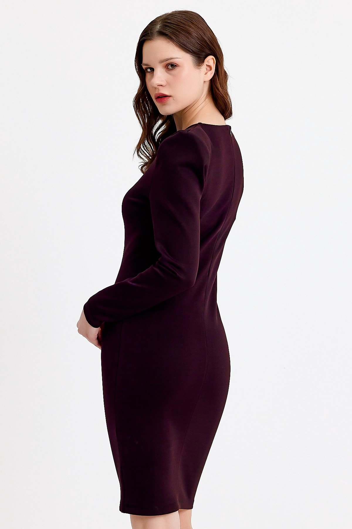 Vatkalı Siyah Mini Bodycon Elbise