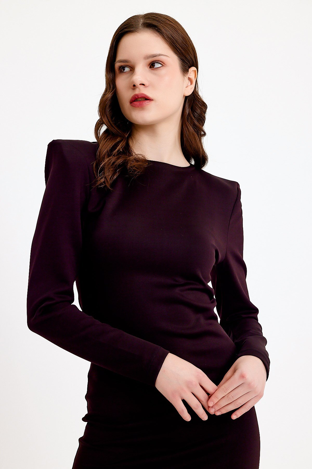 Vatkalı Siyah Mini Bodycon Elbise