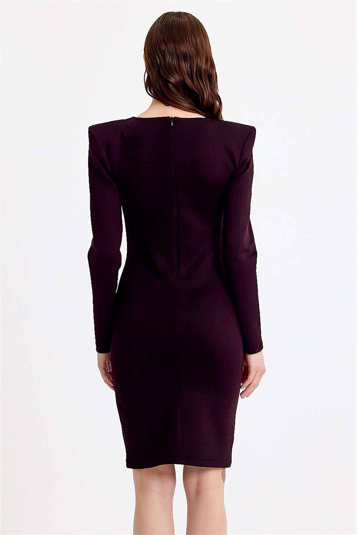 Vatkalı Siyah Mini Bodycon Elbise