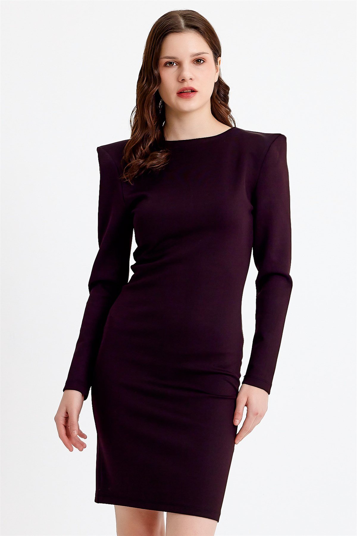 Vatkalı Siyah Mini Bodycon Elbise