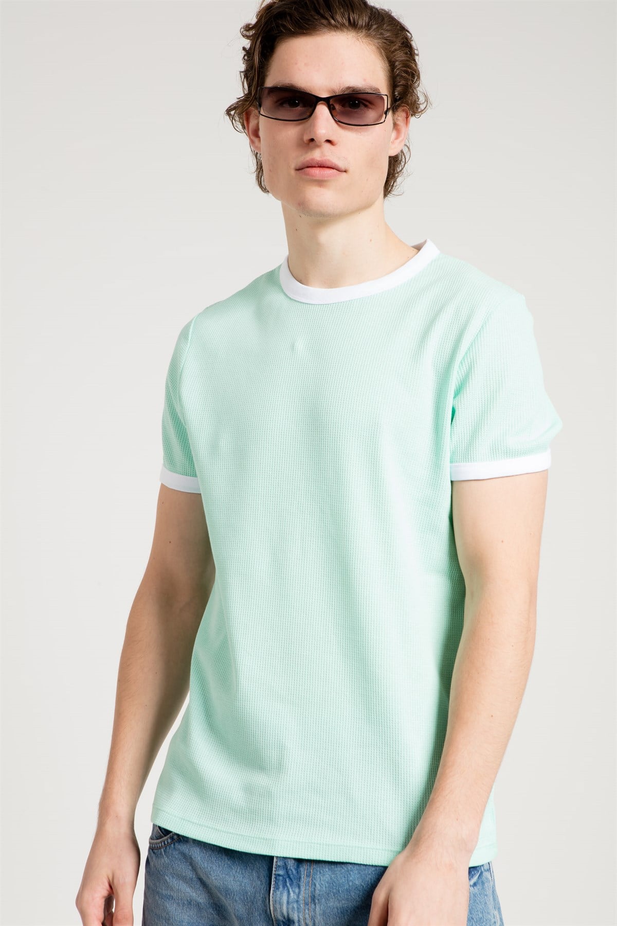 Waffle Textured T-shirt in Geen