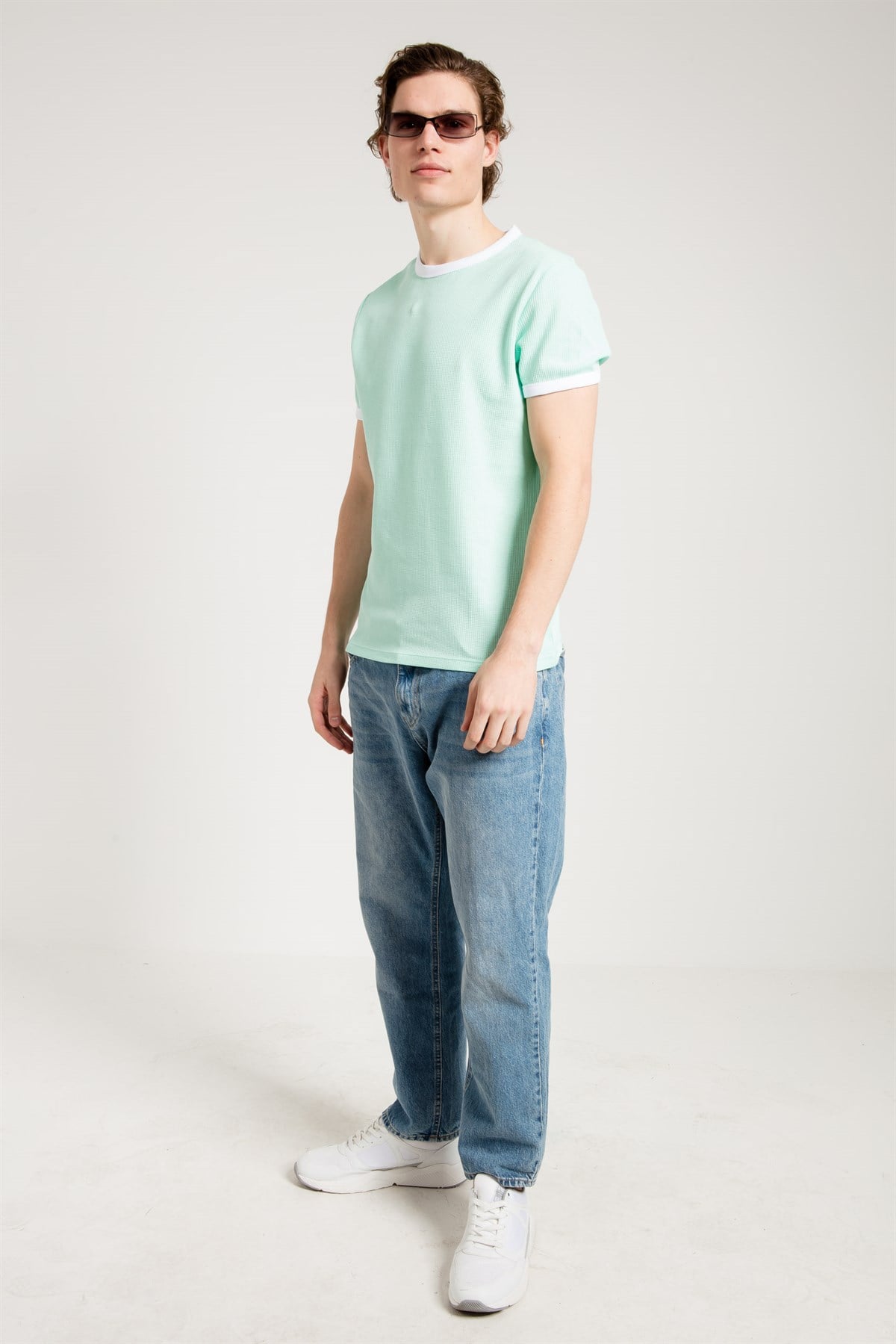Waffle Textured T-shirt in Geen