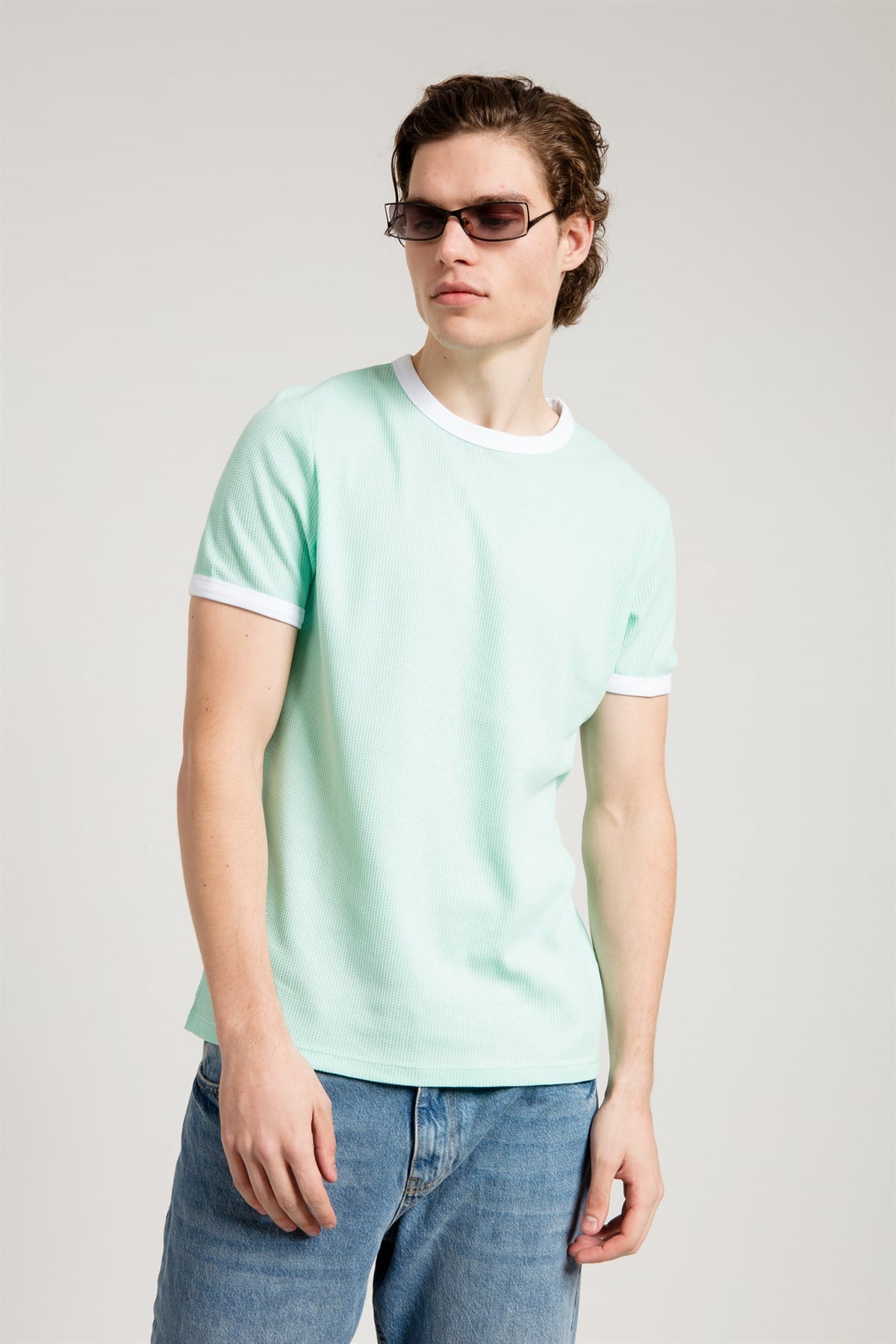 Waffle Textured T-shirt in Geen