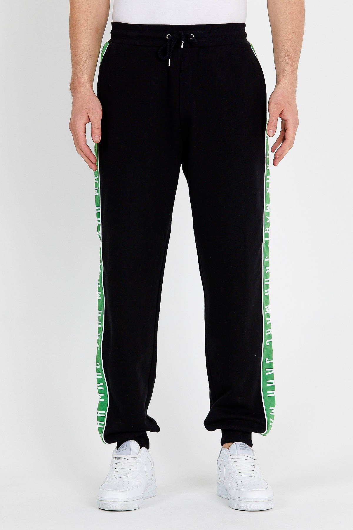 Jogger in Black with Green Striped