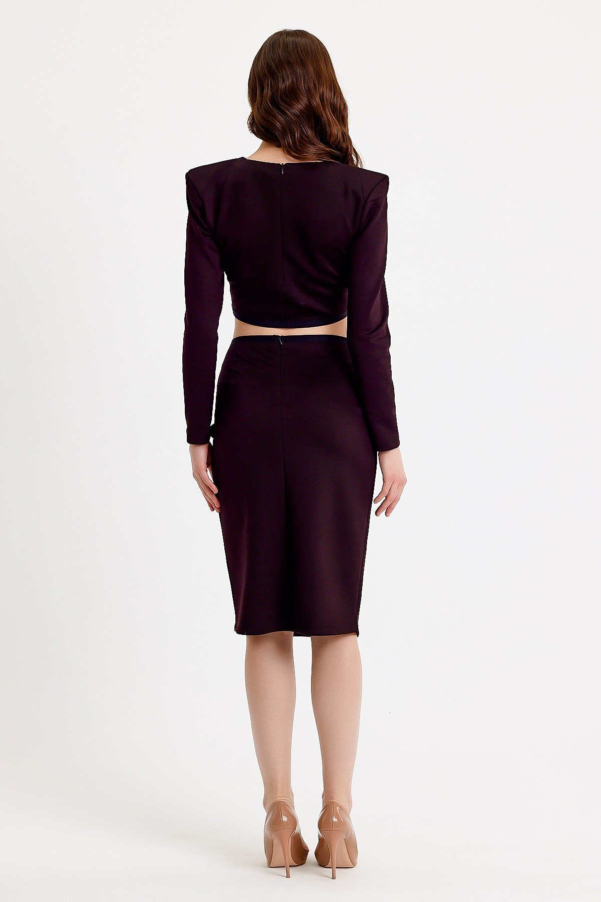 Yırtmaç Detaylı Siyah Midi Etek