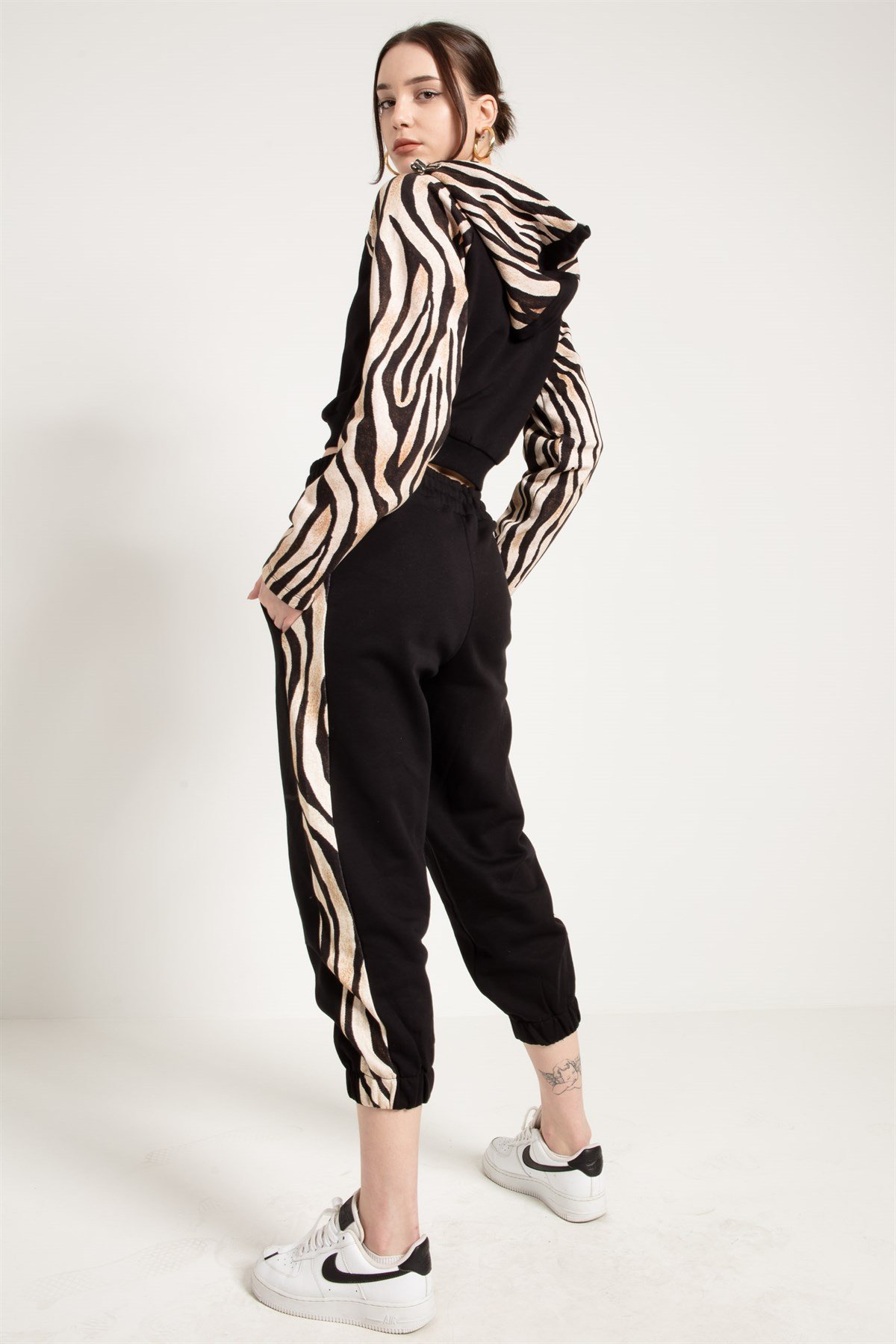 Jogger in Black with Animal Patterned
