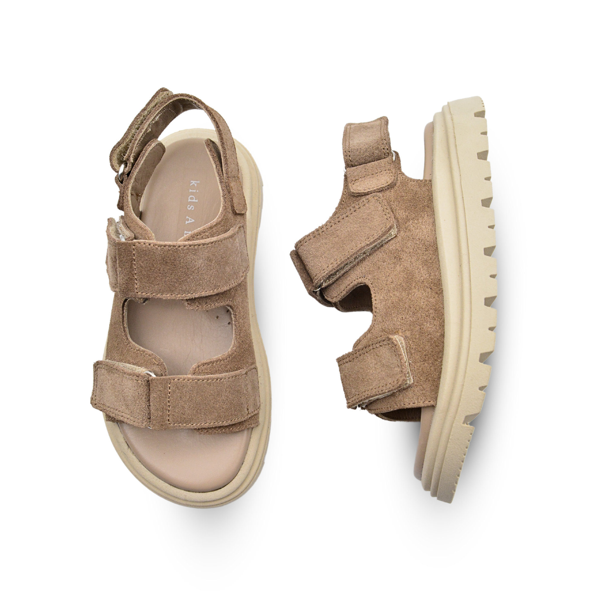 Archie Çift Cırtlı Hakiki Deri Unisex Çocuk Sandalet Kum Rengi