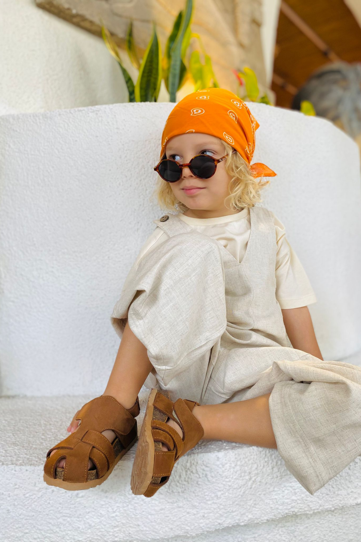 Arezzo Unisex Deri Çocuk Sandalet Taba