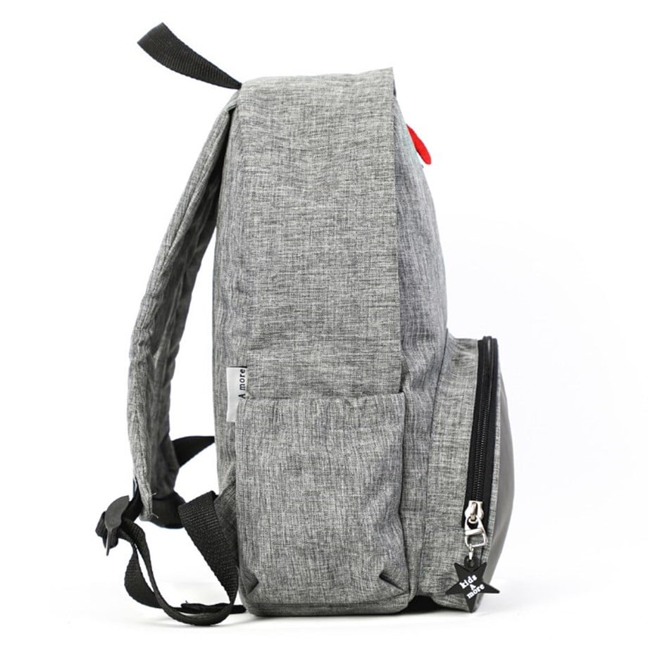 Byc Dino Deri Detaylı Erkek Çocuk Sırt Çantası Gri