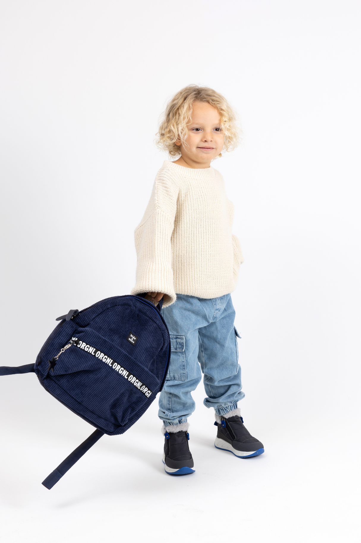 Coolest Fitil Kadife Erkek Çocuk Sırt Çantası Lacivert