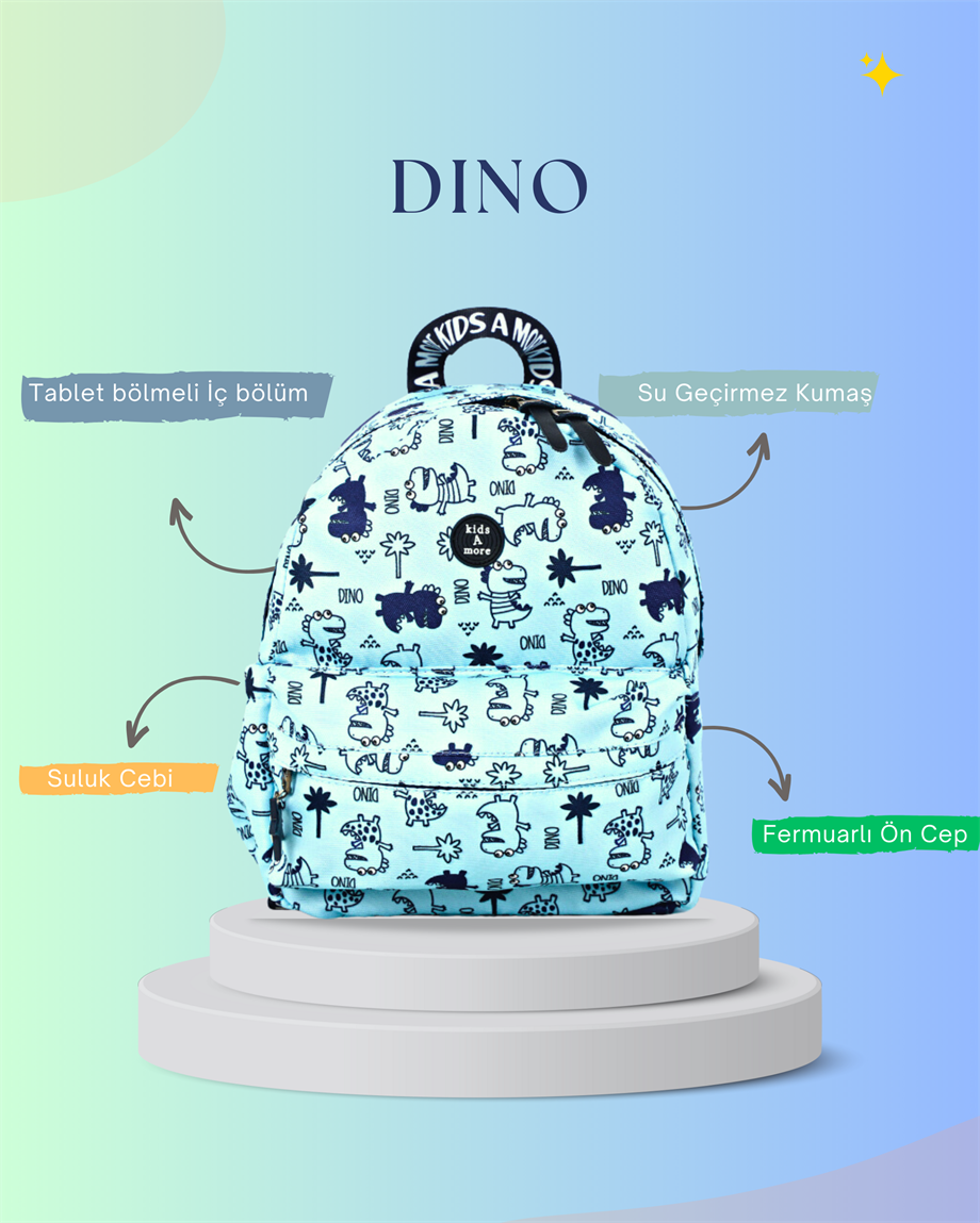 Dino Erkek Çocuk Sırt Çantası Mavi