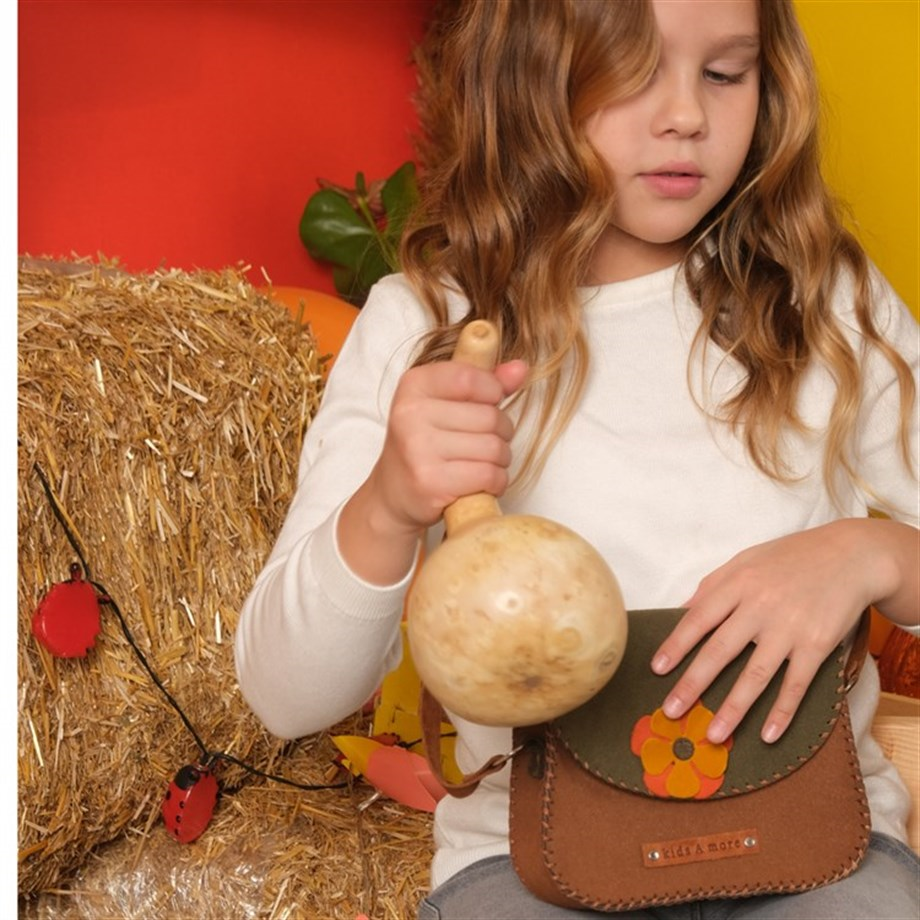 Flower Çiçekli Kız Çocuk Postacı Çanta Haki