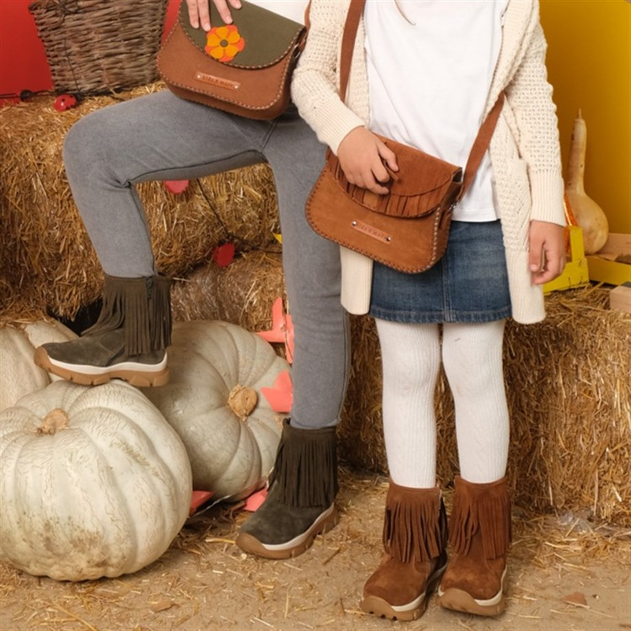 Flower Çiçekli Kız Çocuk Postacı Çanta Haki