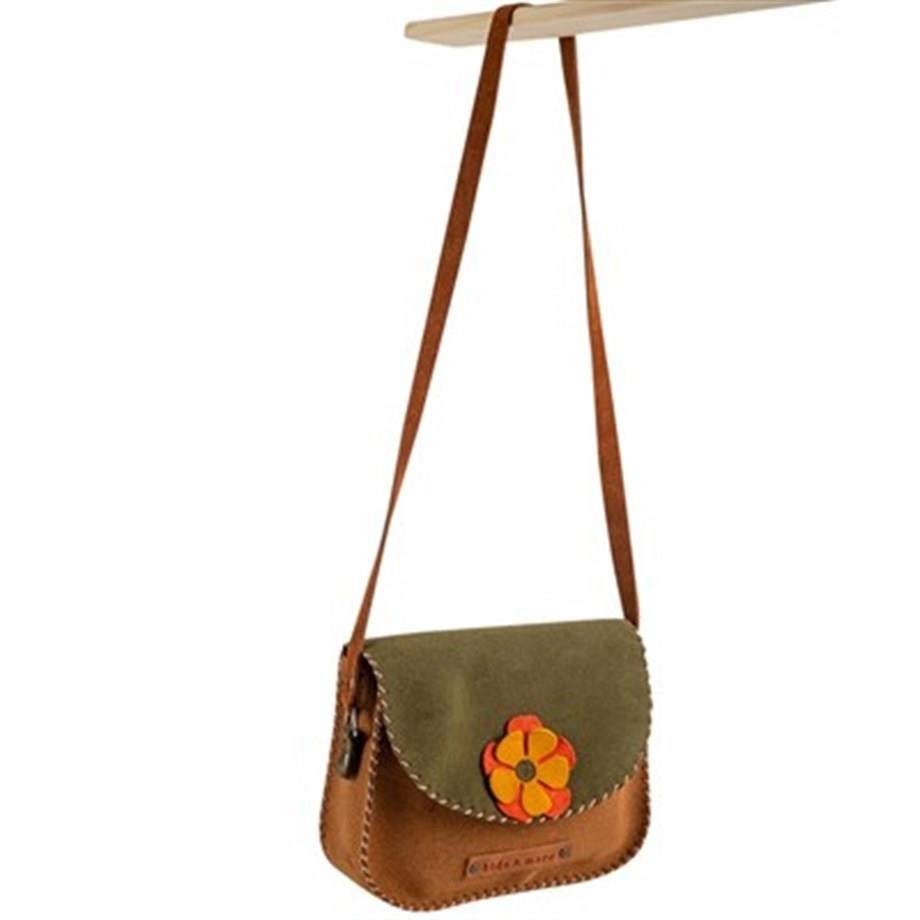 Flower Çiçekli Kız Çocuk Postacı Çanta Haki