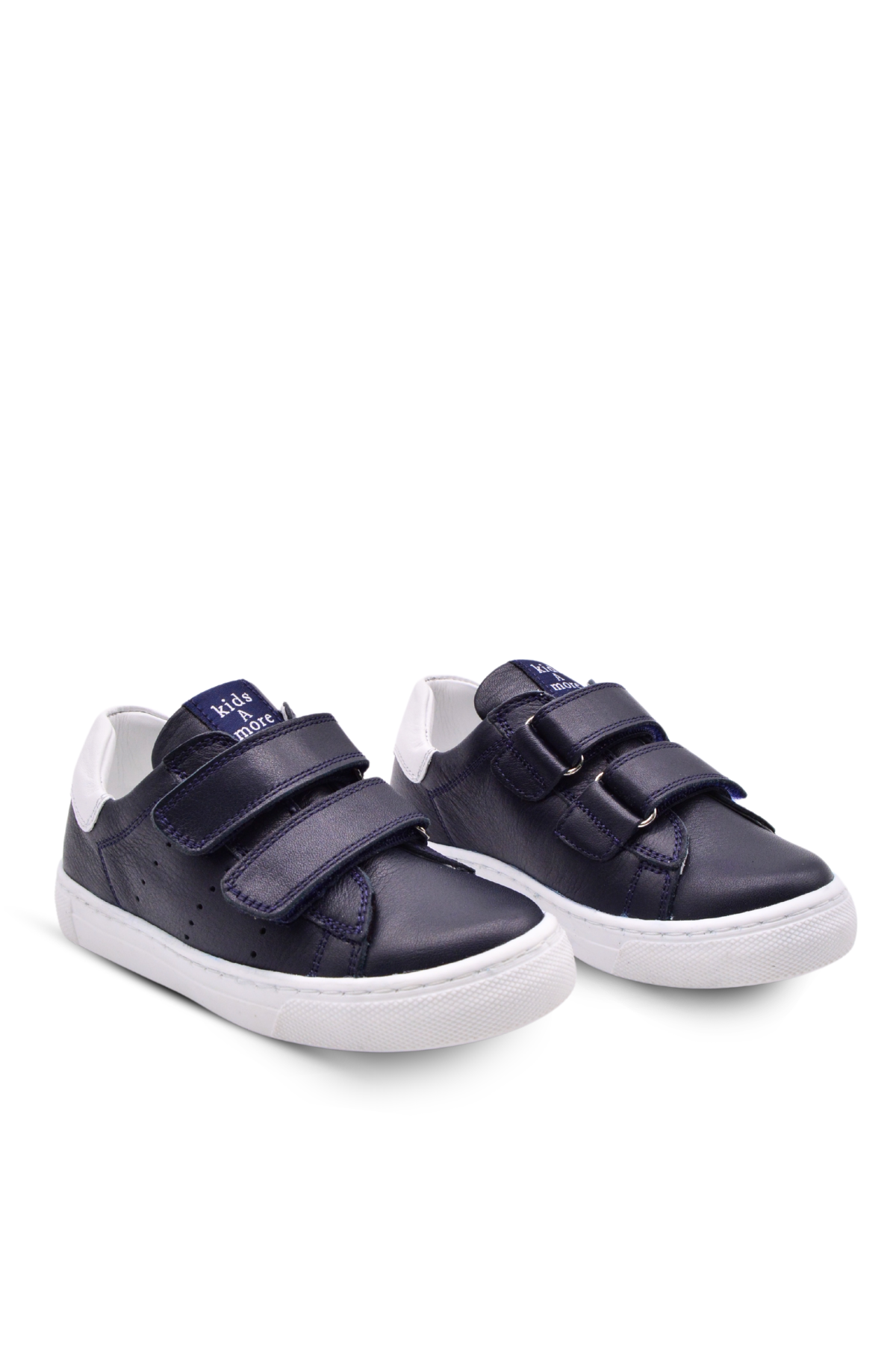 Papillon Çift Cırtlı Deri Unisex Çocuk Ayakkabı Lacivert