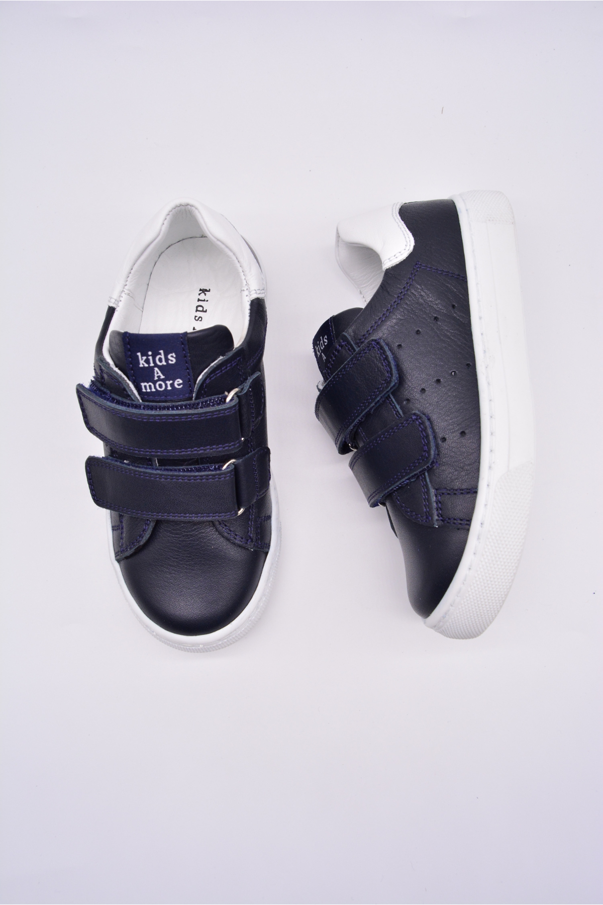 Papillon Çift Cırtlı Deri Unisex Çocuk Ayakkabı Lacivert