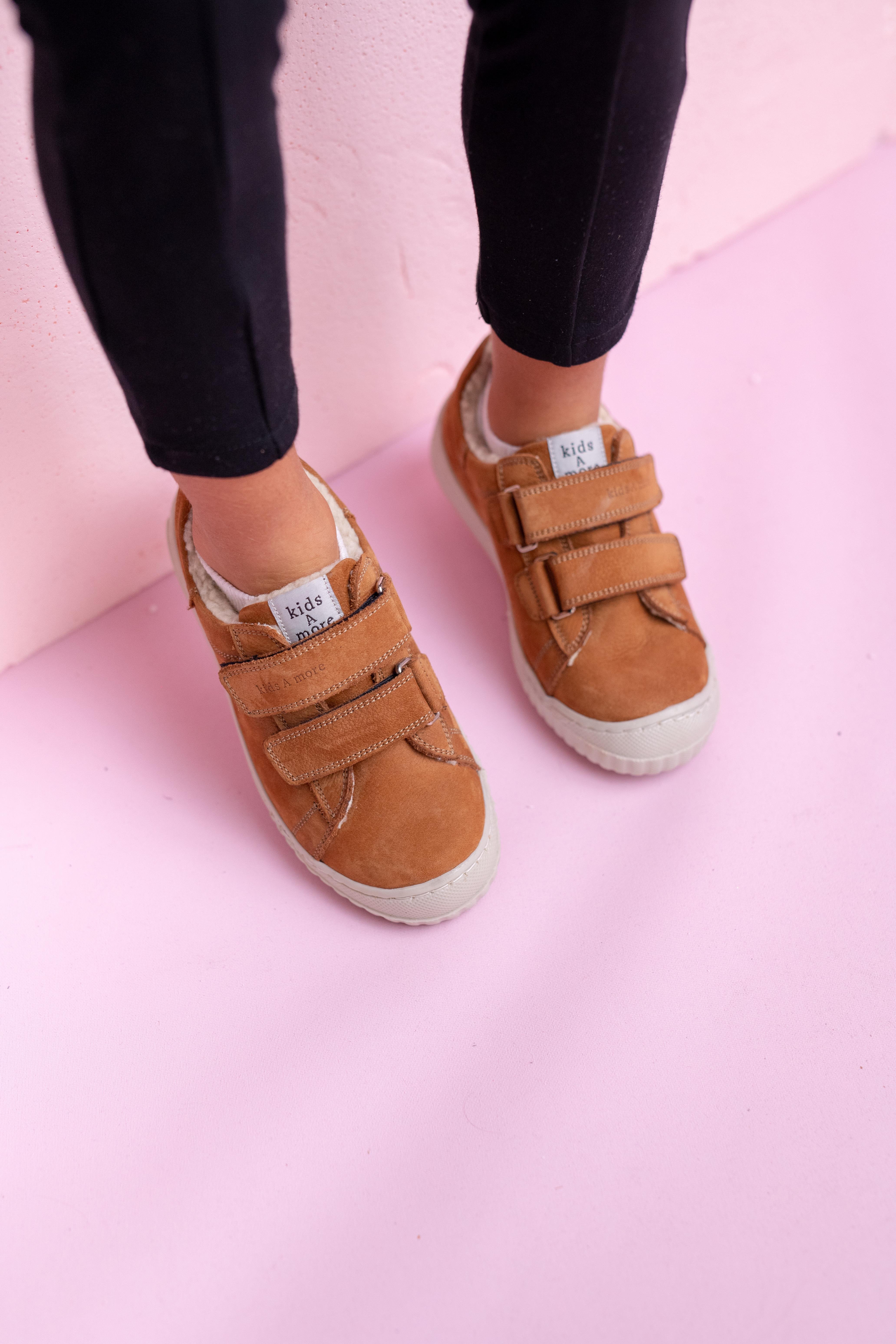 Pearl Çift Cırtlı Deri İçi Kürklü Unisex Ayakkabı Tarçın